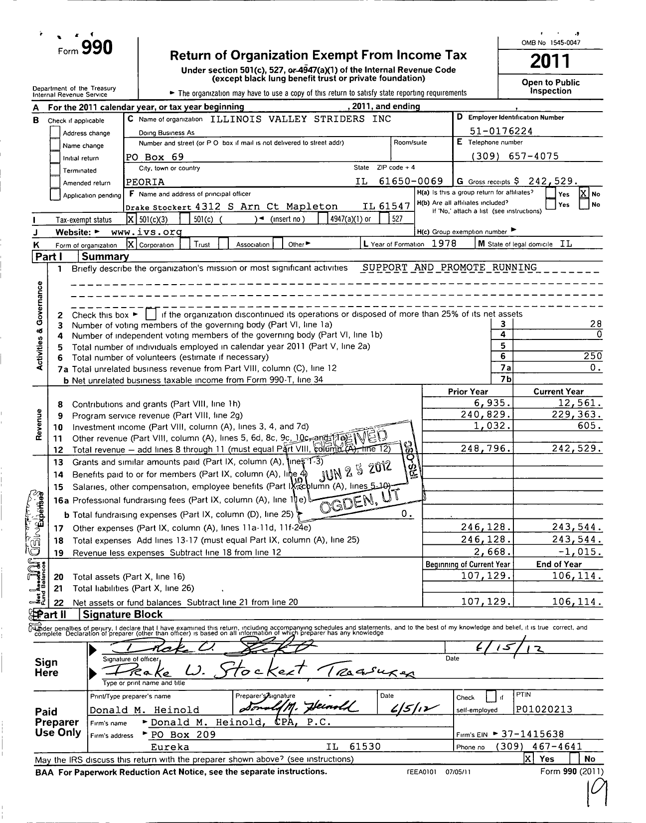 Image of first page of 2011 Form 990 for Illinois Valley Striders