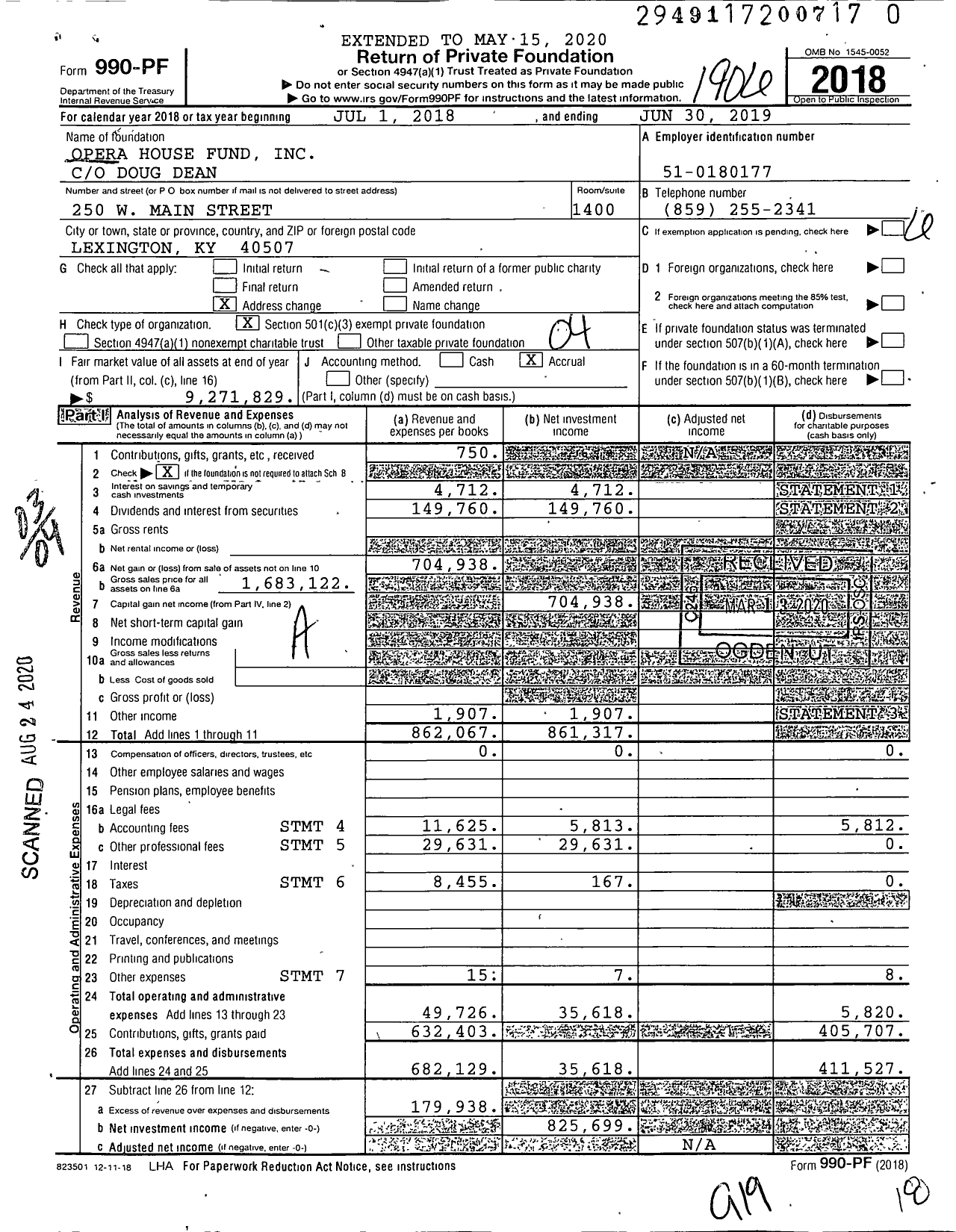 Image of first page of 2018 Form 990PR for Opera House Fund