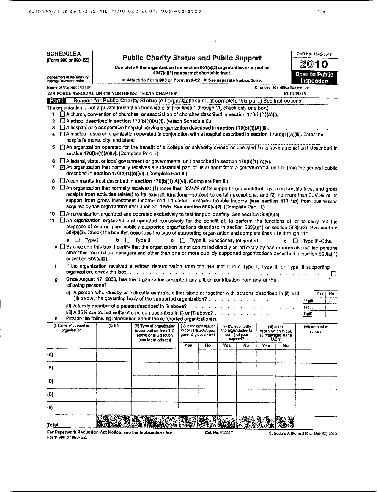 Image of first page of 2010 Form 990ER for Air Force Association - 416 Af Northeast Texas Chapter