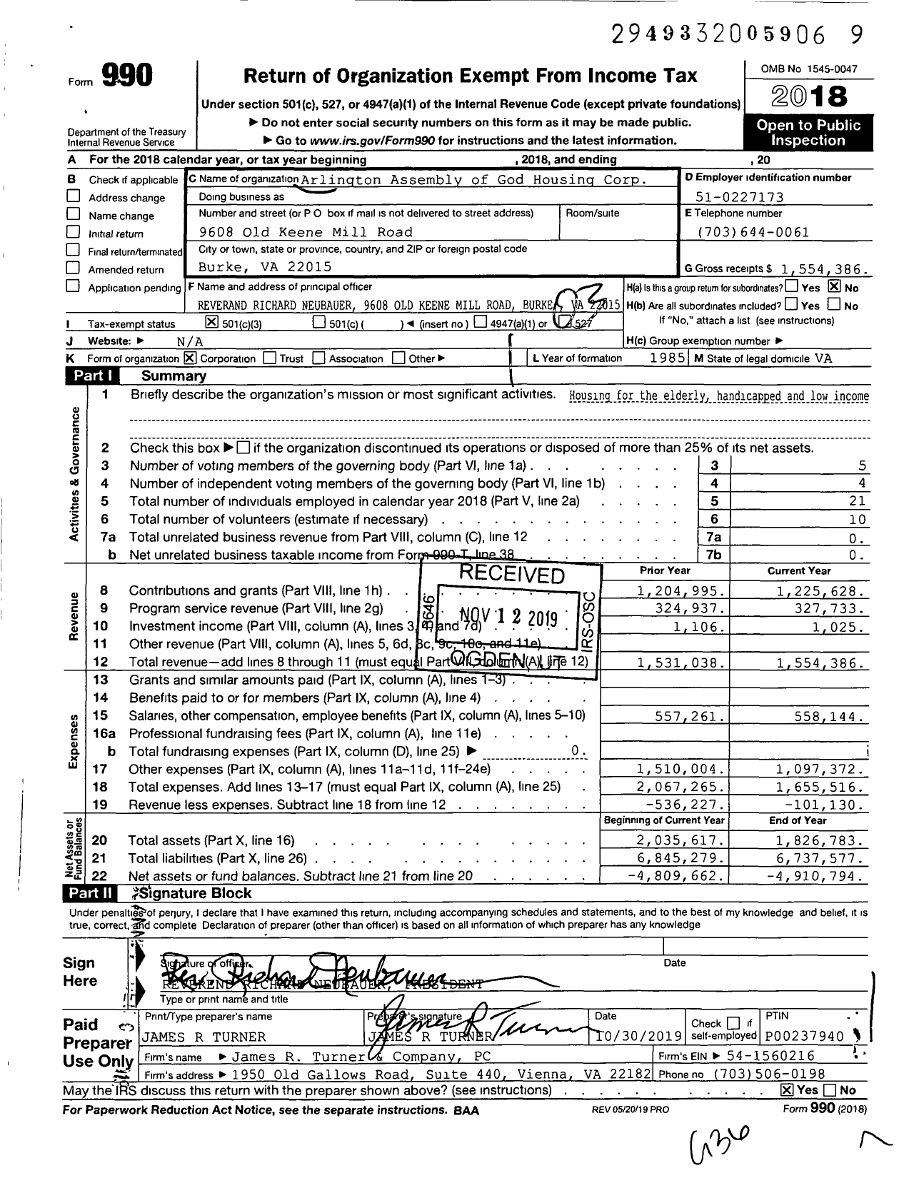 Image of first page of 2018 Form 990 for Burke Lake Gardens