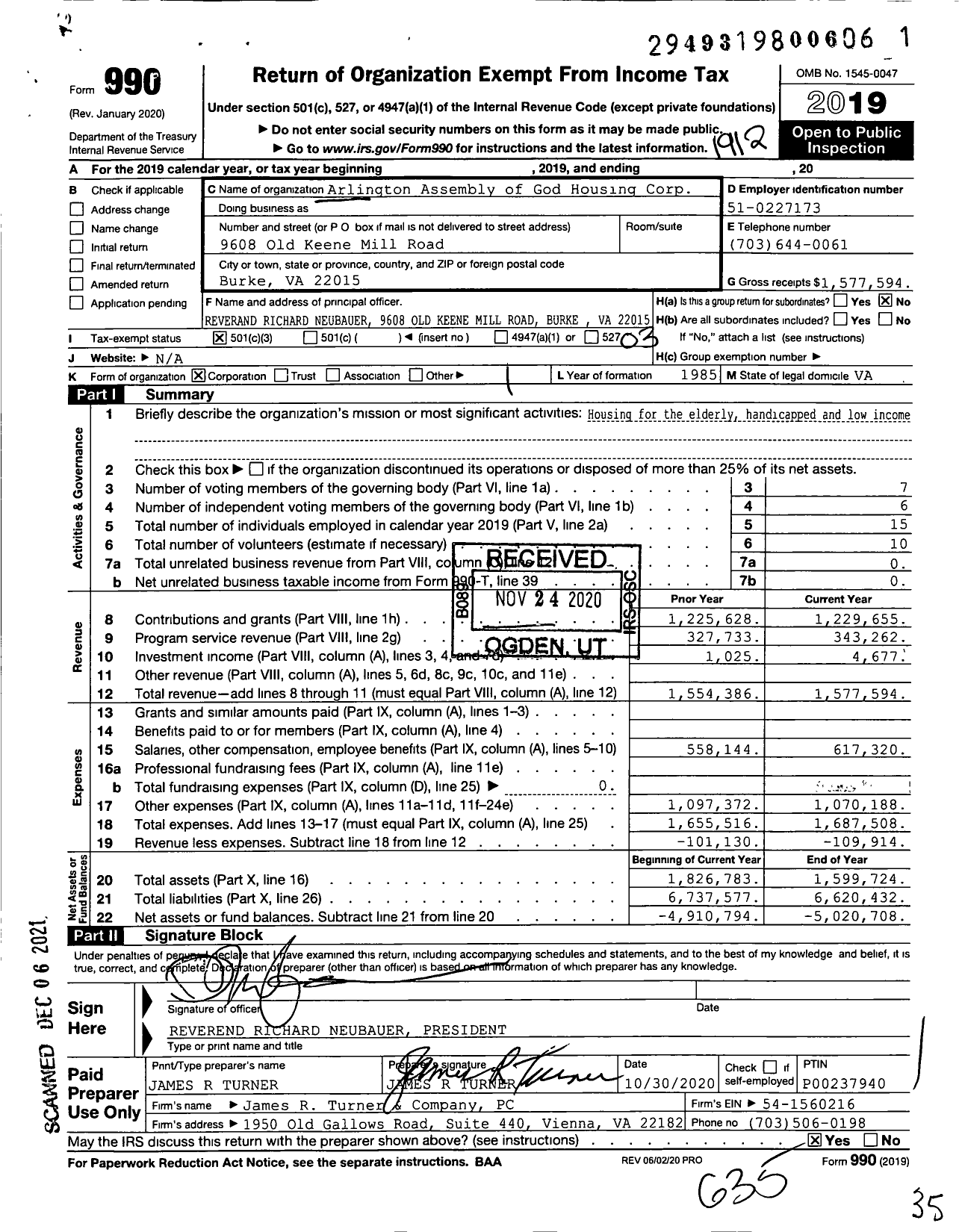 Image of first page of 2019 Form 990 for Burke Lake Gardens