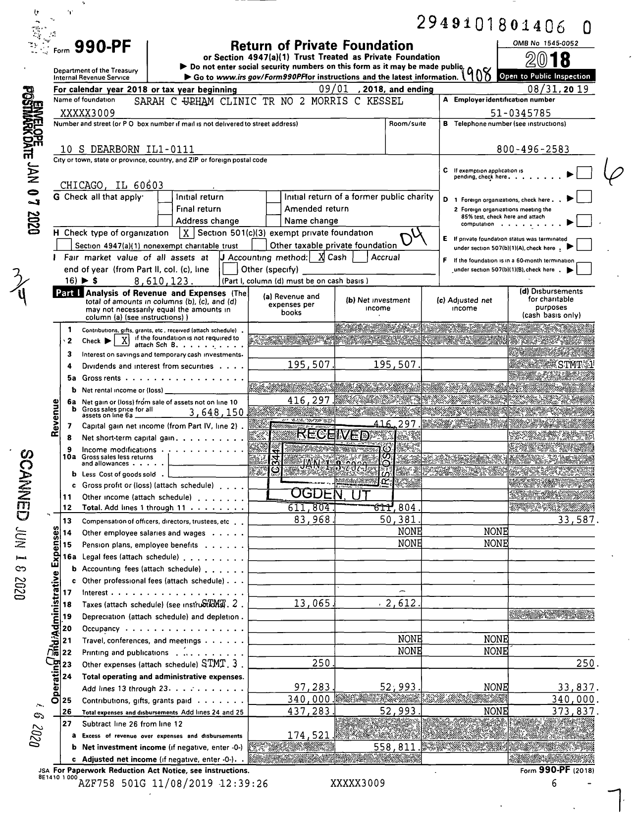 Image of first page of 2018 Form 990PR for Sarah C Upham Clinic TR No 2 XXXXX3009