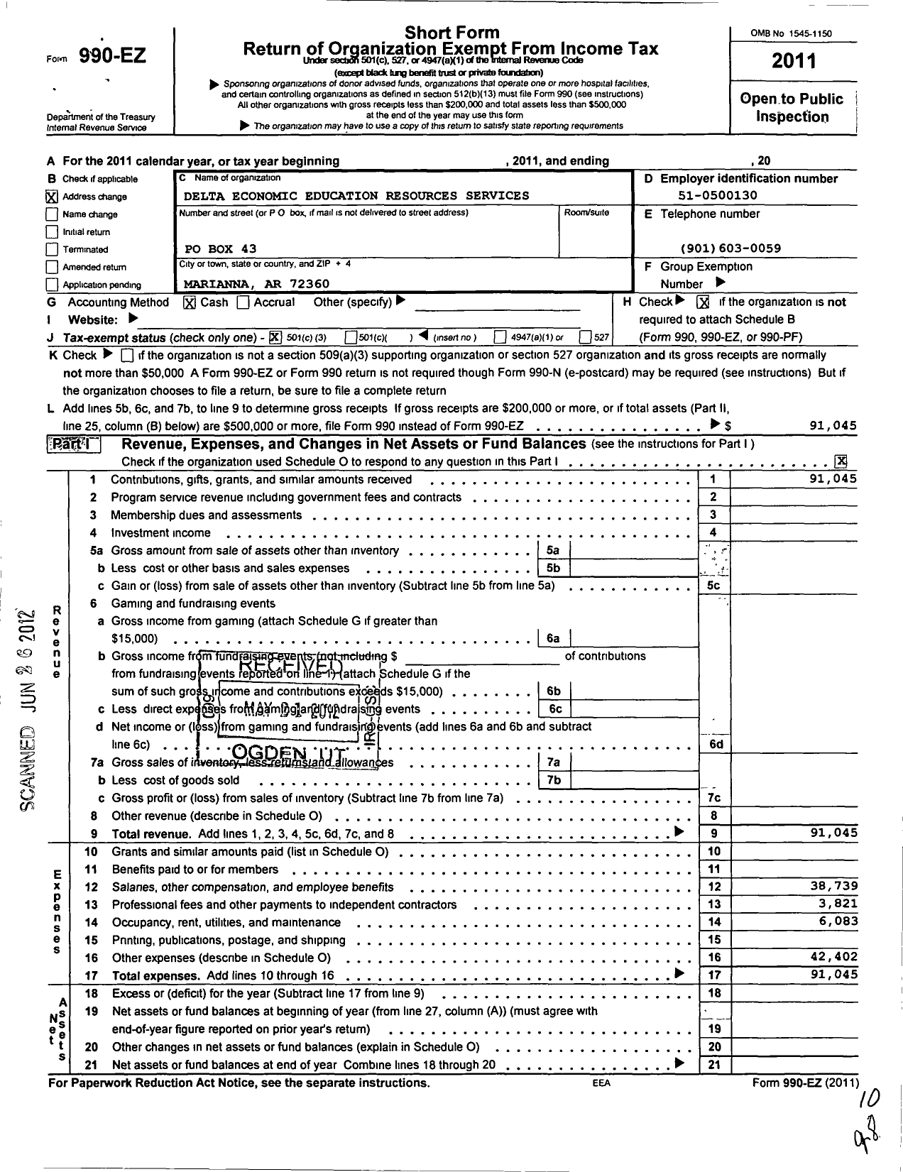 Image of first page of 2011 Form 990EZ for United Neighborhood Improvement