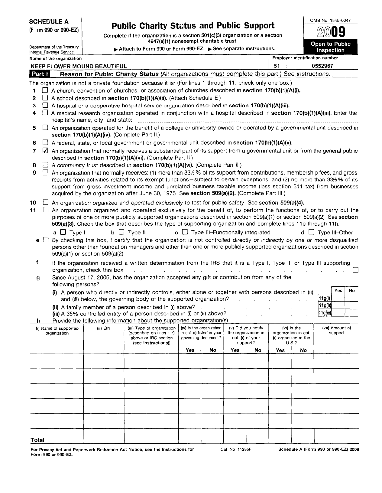 Image of first page of 2009 Form 990ER for Keep Flower Mound Beautiful