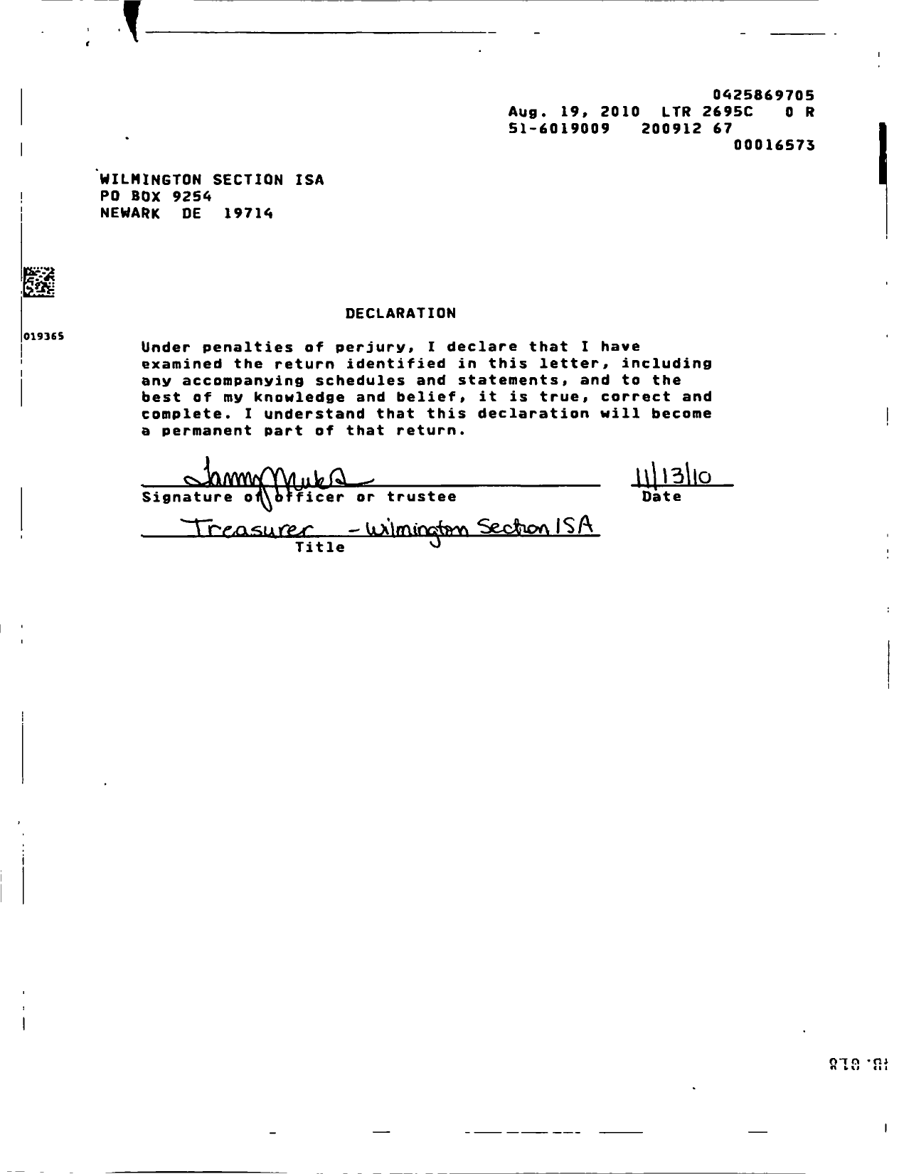 Image of first page of 2009 Form 990ER for Isa-The Instrumentation Systems and Automation Society / Wilmington Section