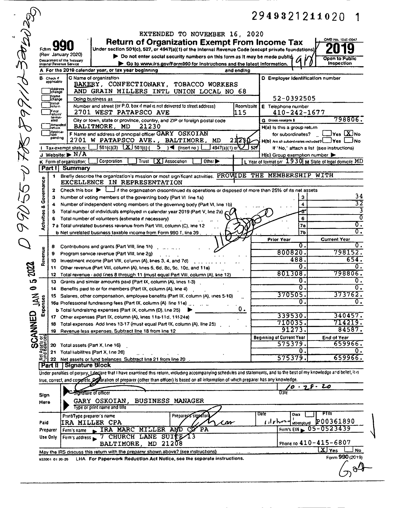 Image of first page of 2019 Form 990O for BCTGM International Union - Local 68