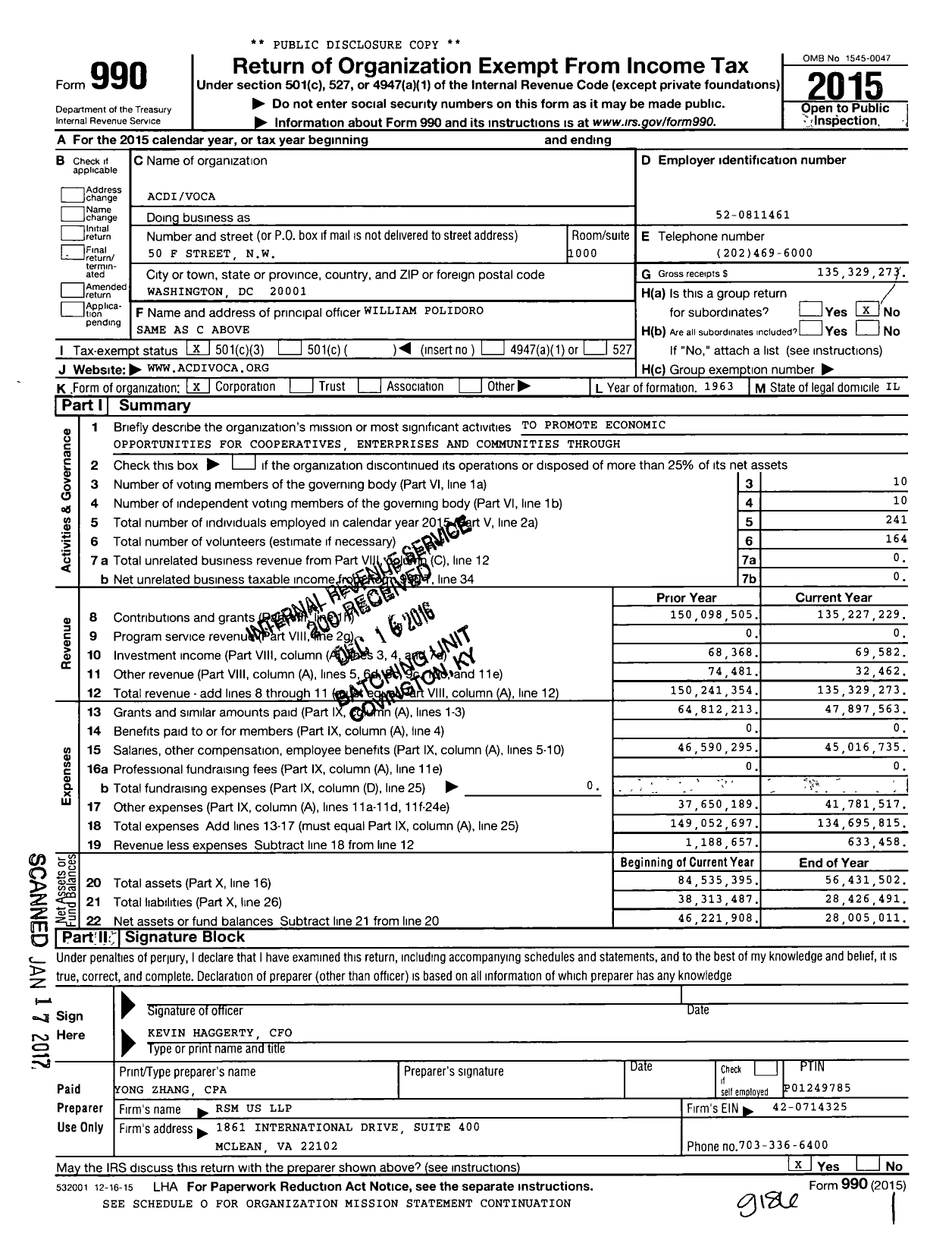 Image of first page of 2015 Form 990 for Acdi / Voca