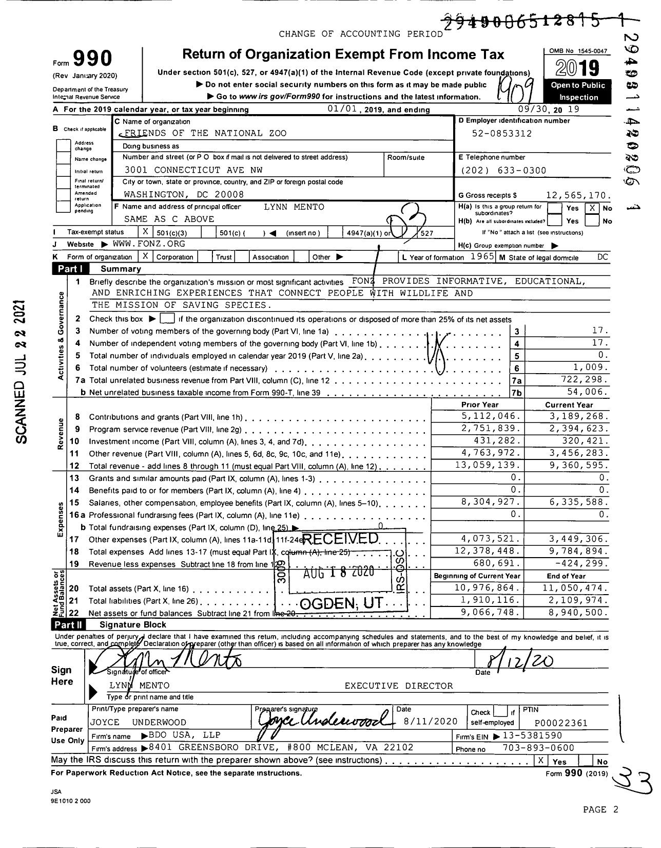 Image of first page of 2018 Form 990 for Conservation Nation (FONZ)