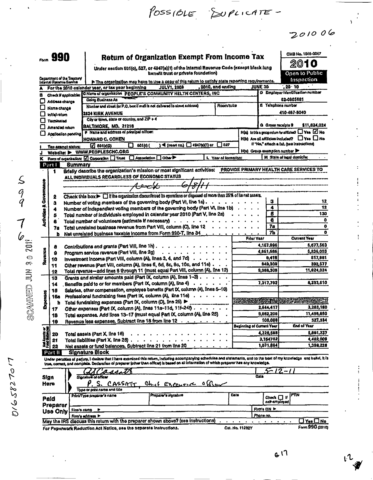 Image of first page of 2009 Form 990 for Peoples Community Health Centers