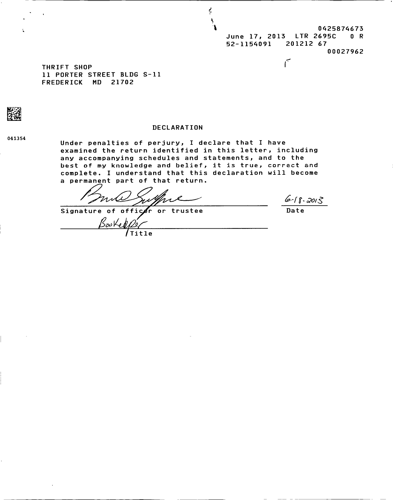 Image of first page of 2012 Form 990EOR for Thrift Shop