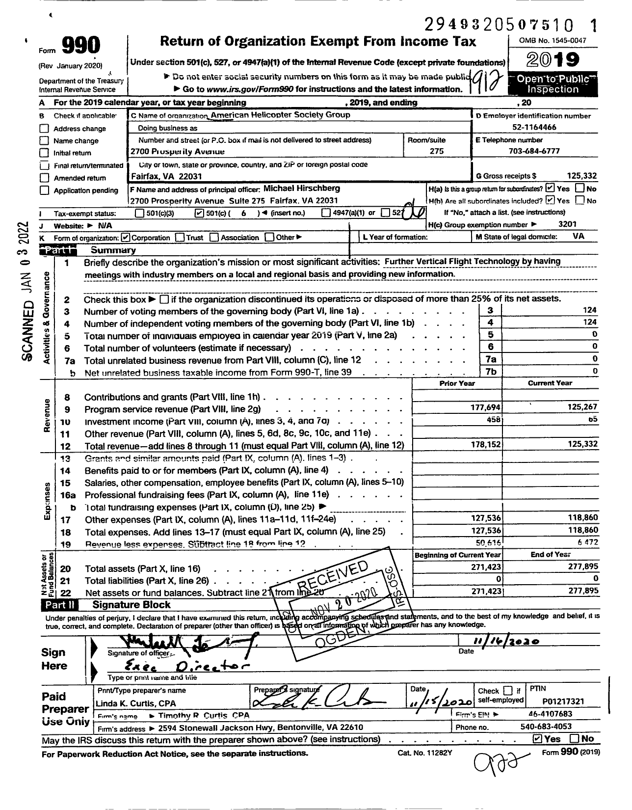 Image of first page of 2019 Form 990O for American Helicopter Society Group