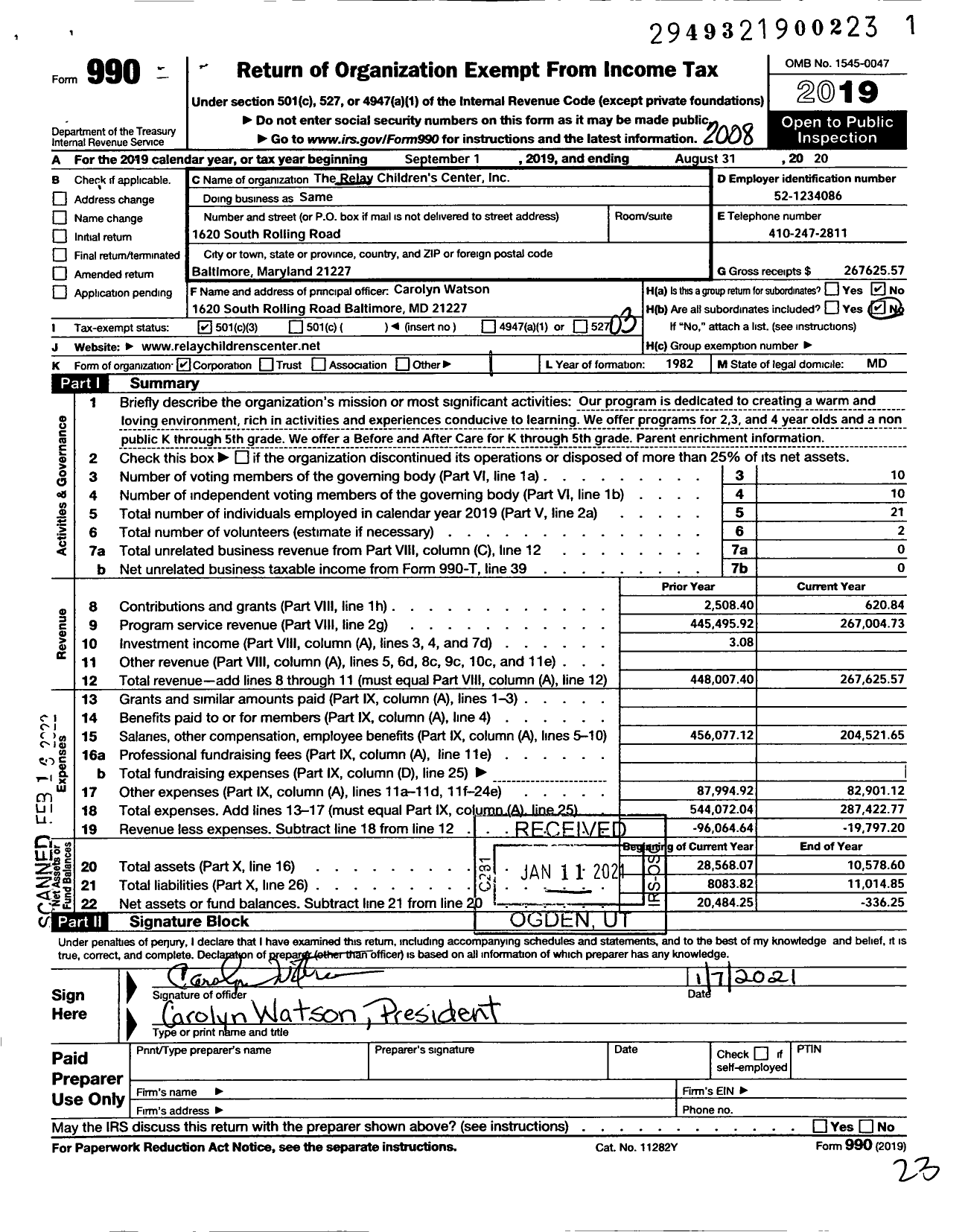 Image of first page of 2019 Form 990 for Relay Childrens Center