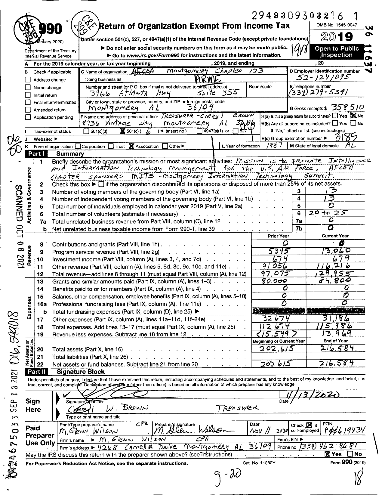 Image of first page of 2019 Form 990O for Armed Forces Communications and Montgomery Chapter