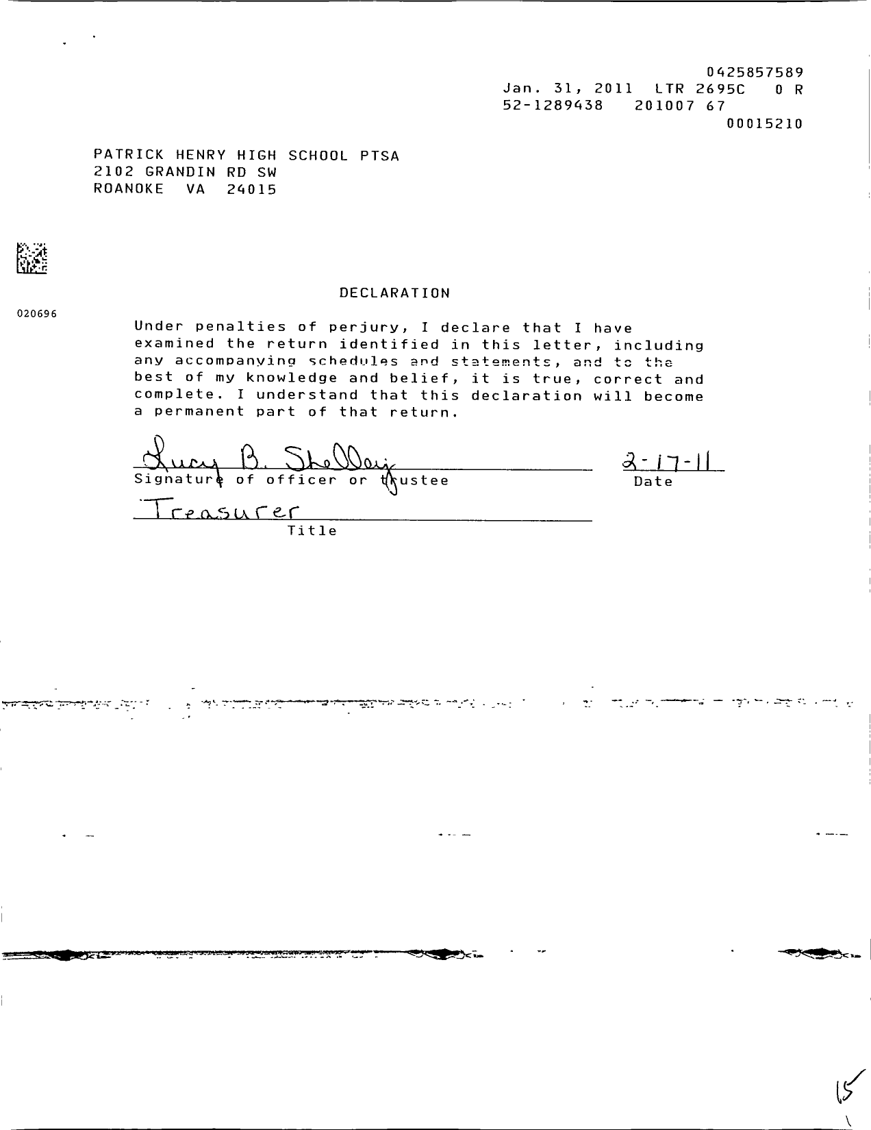 Image of first page of 2009 Form 990EOR for Virginia PTA - Patrick Henry High Ptsa