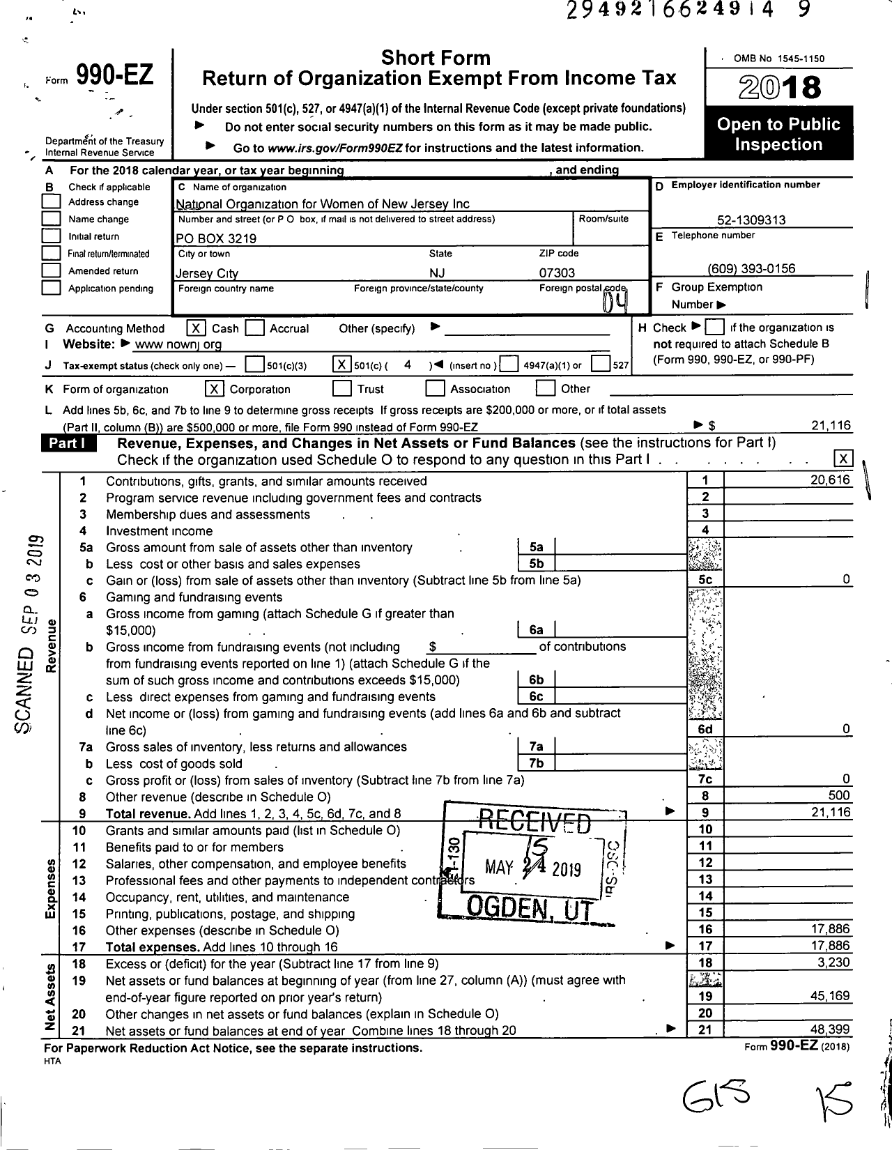 Image of first page of 2018 Form 990EO for NJ0000 New Jersey Now