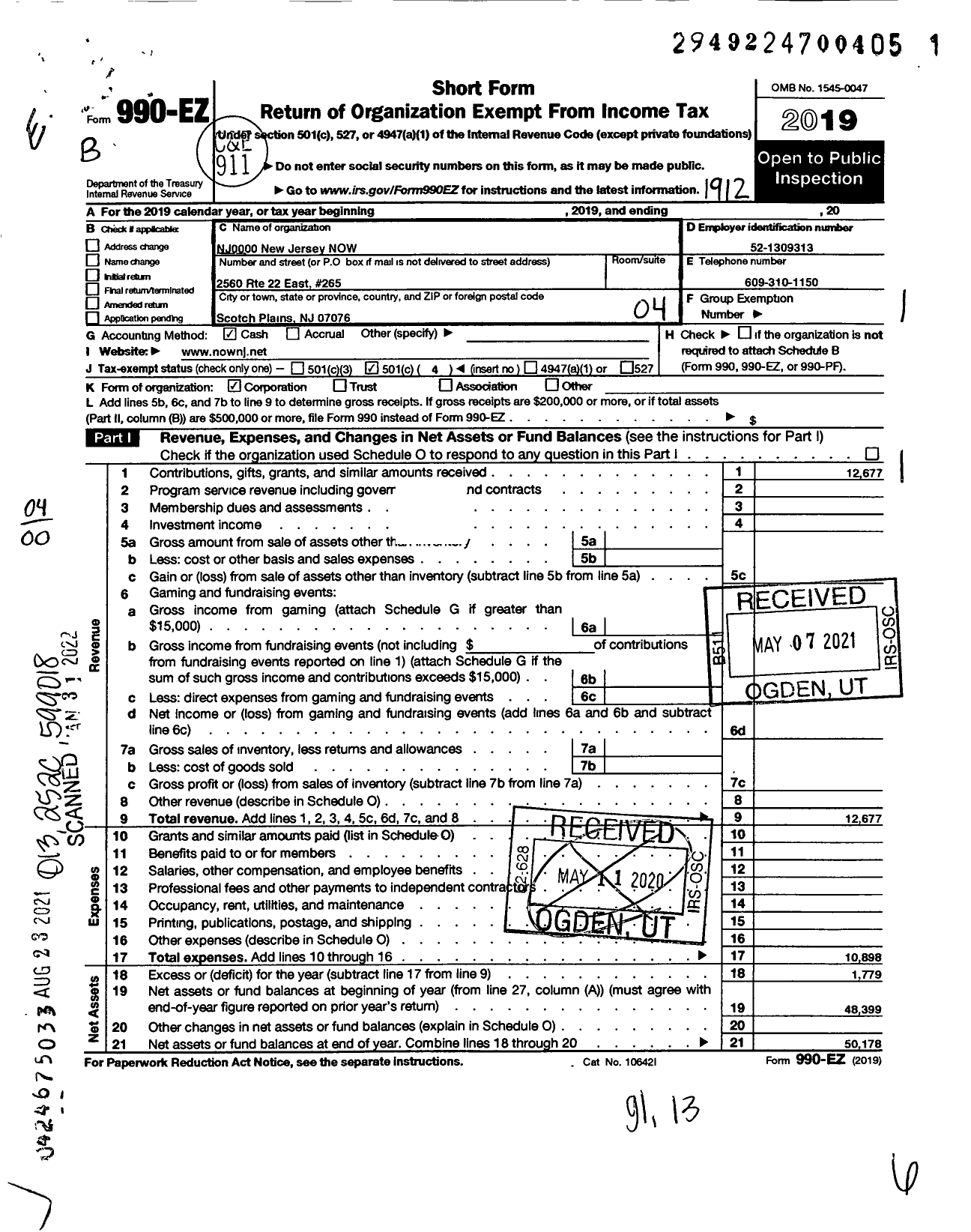 Image of first page of 2019 Form 990EO for NJ0000 New Jersey Now