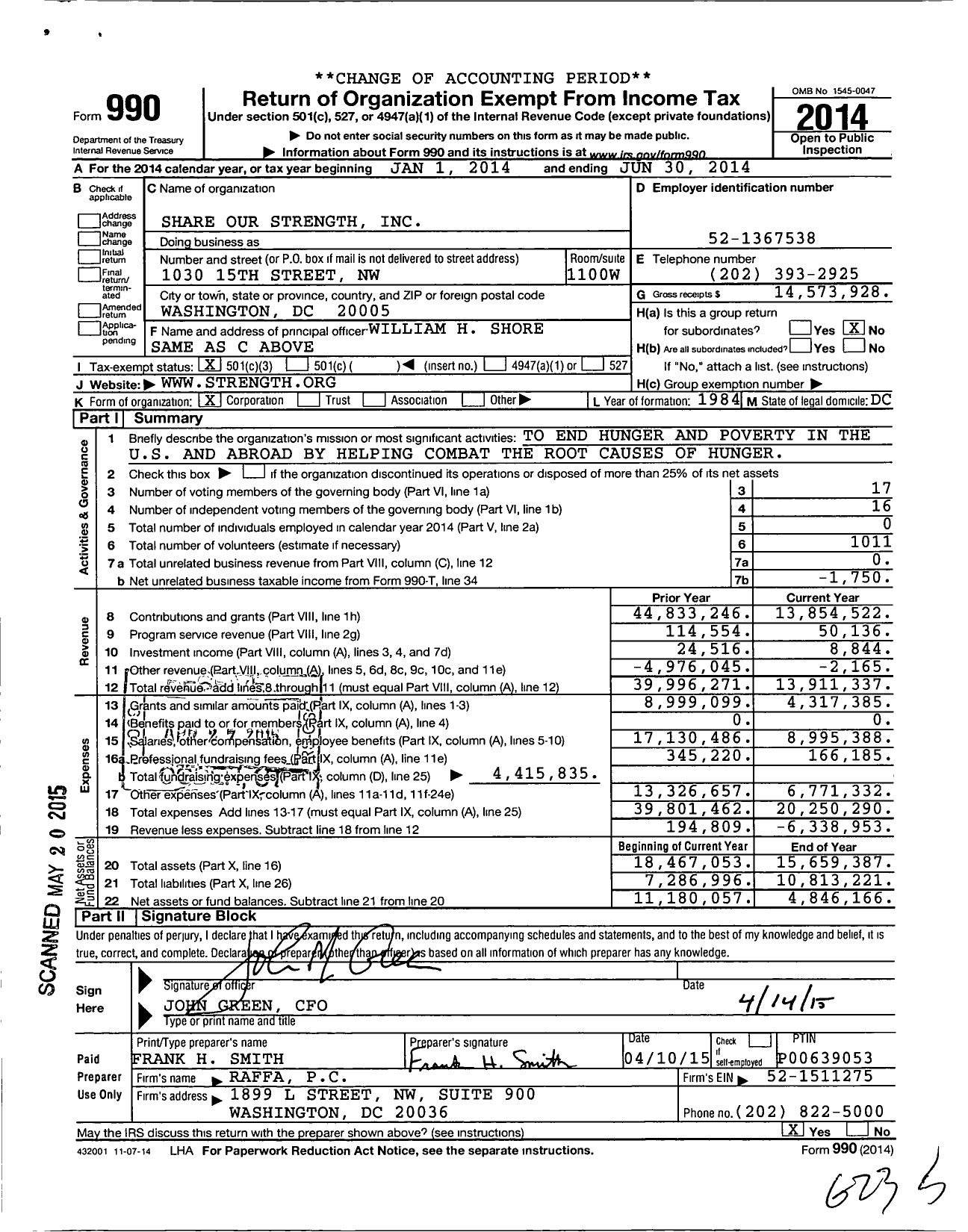 Image of first page of 2013 Form 990 for Share Our Strength