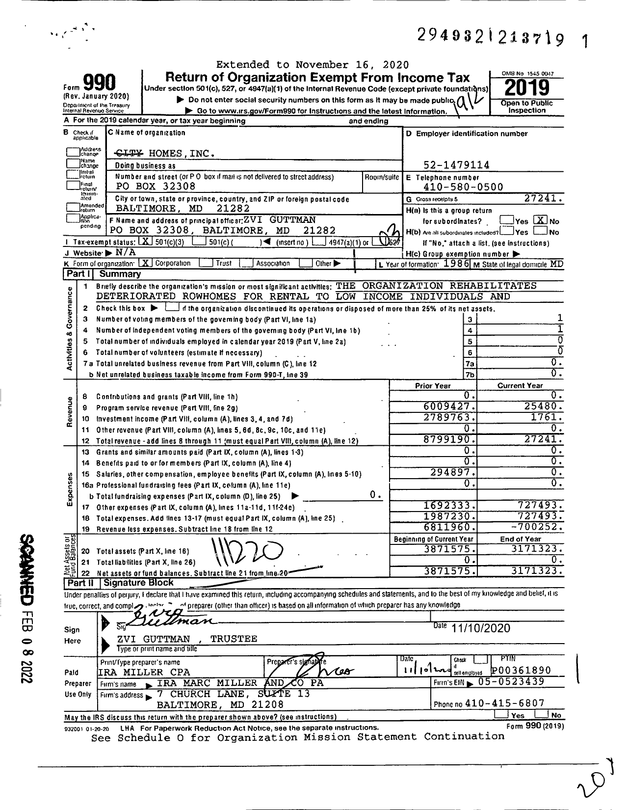 Image of first page of 2019 Form 990 for City Homes