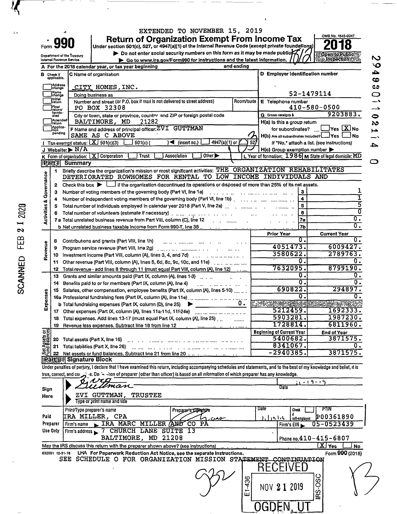 Image of first page of 2018 Form 990 for City Homes