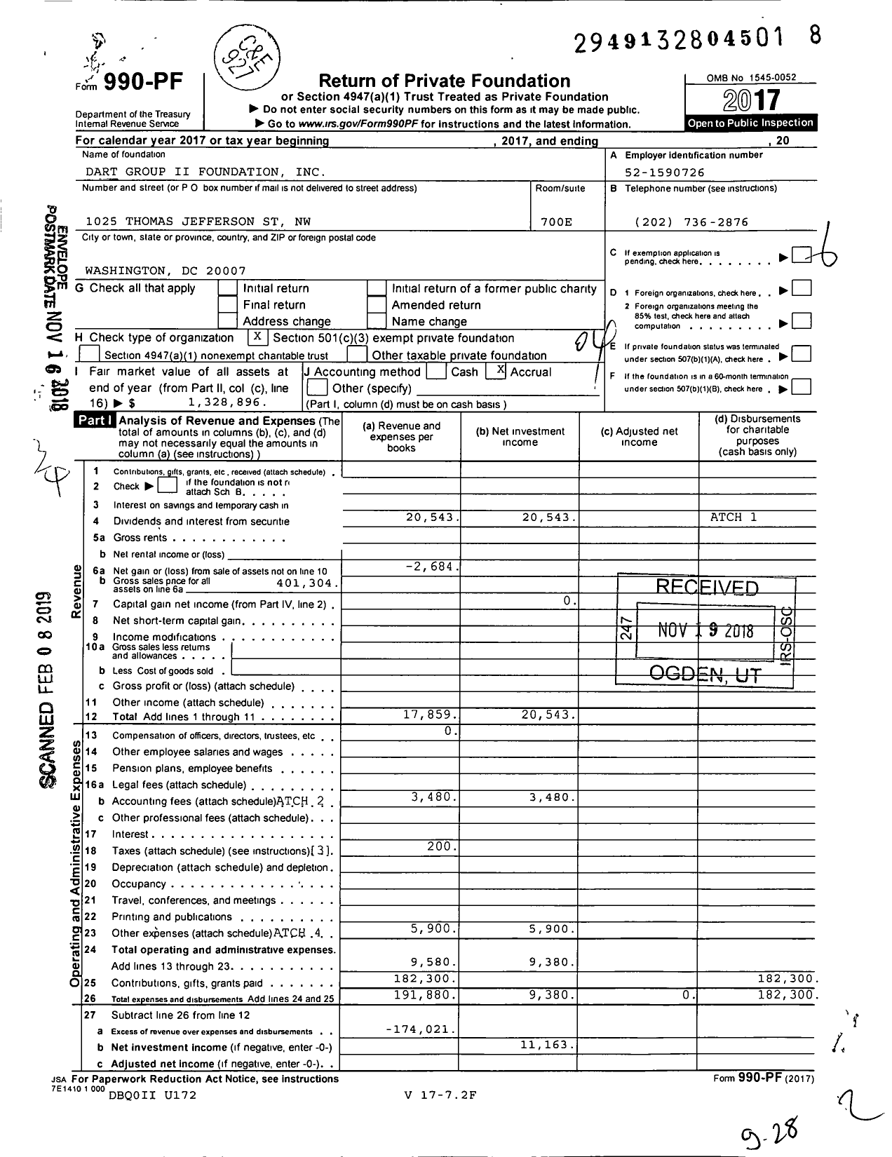 Image of first page of 2017 Form 990PF for Dart Group Ii Foundation
