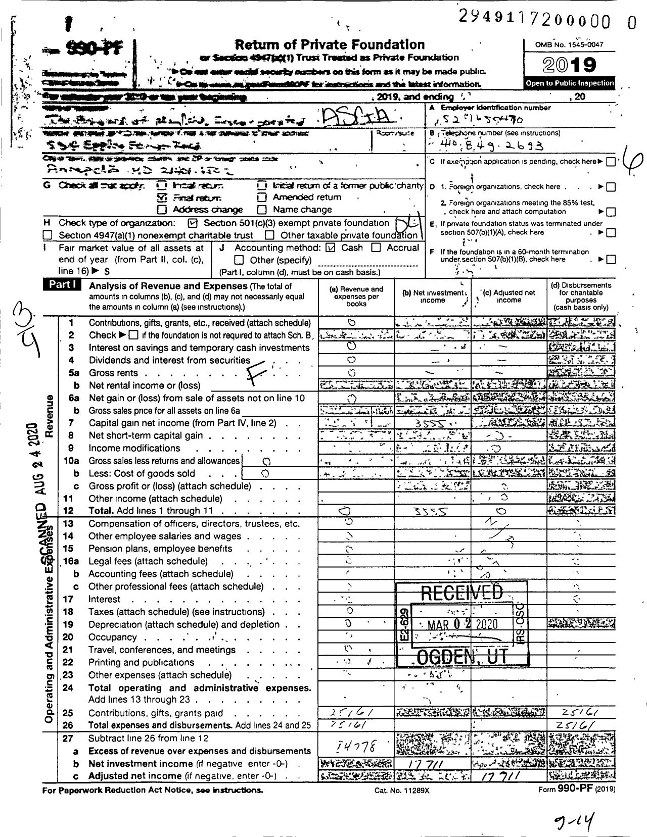 Image of first page of 2019 Form 990PR for The Asgard of Maryland Incorporated