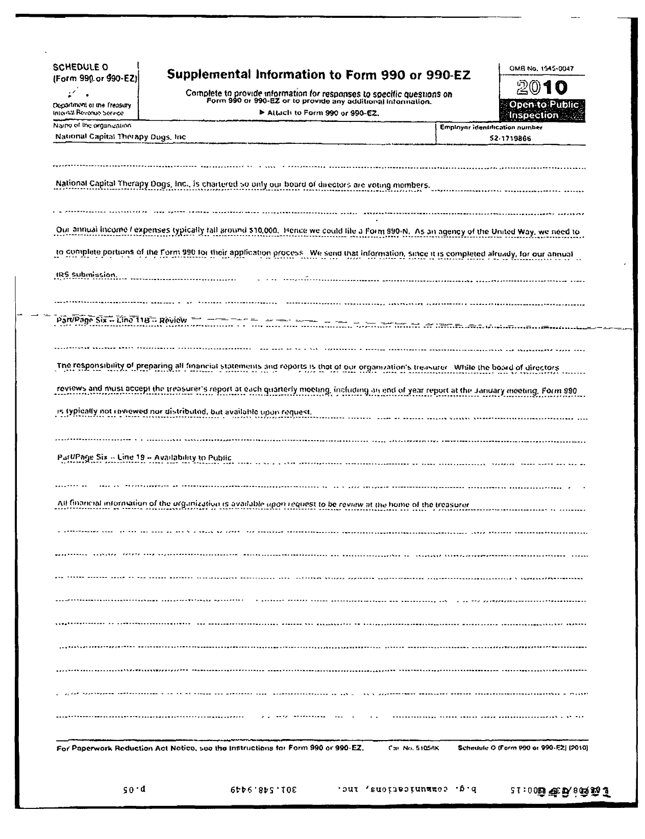 Image of first page of 2010 Form 990R for National Capital Therapy Dogs