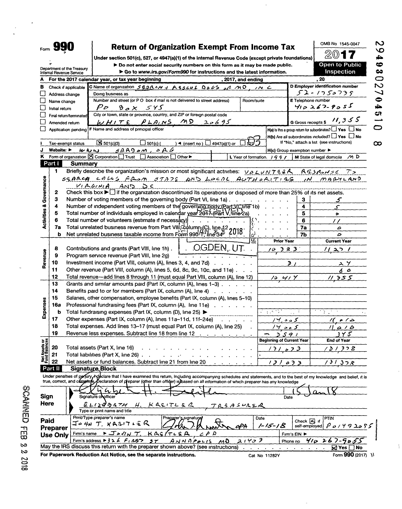 Image of first page of 2017 Form 990 for Sardom