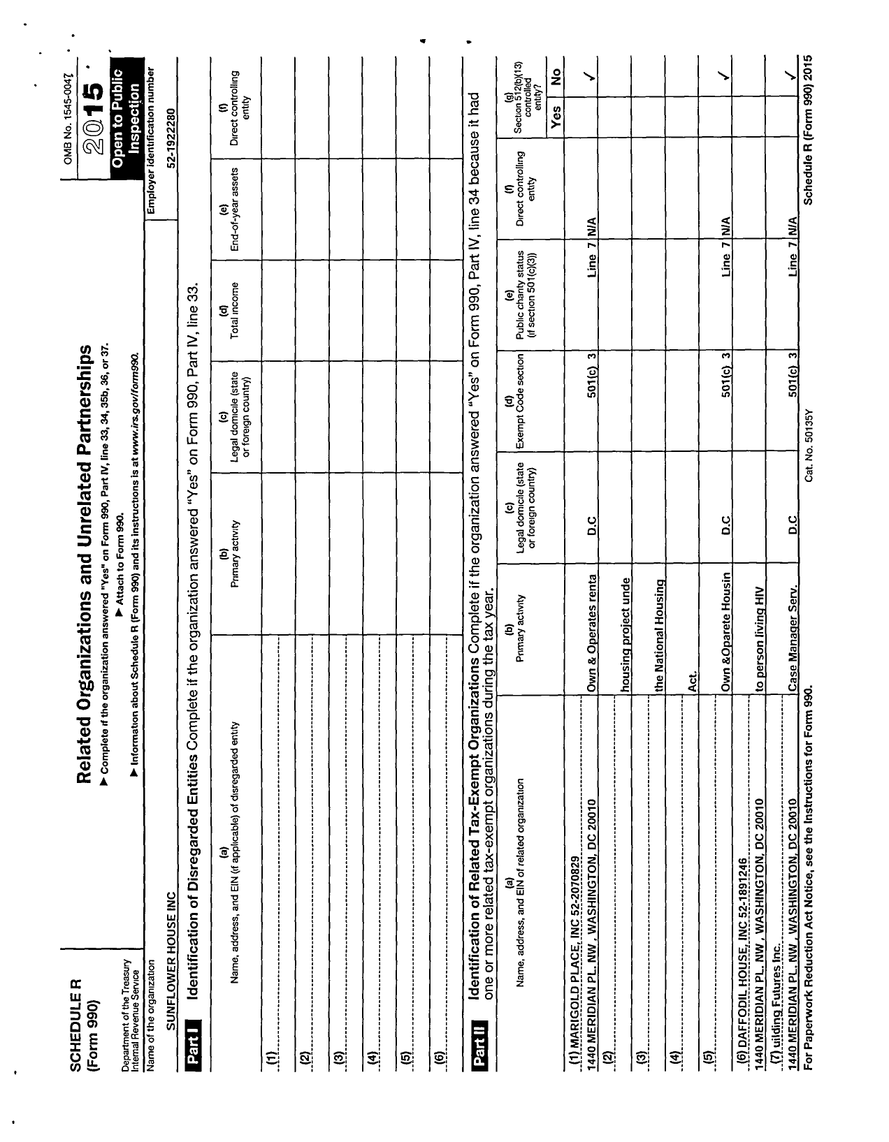 Image of first page of 2014 Form 990R for Sunflower House Sunflower House