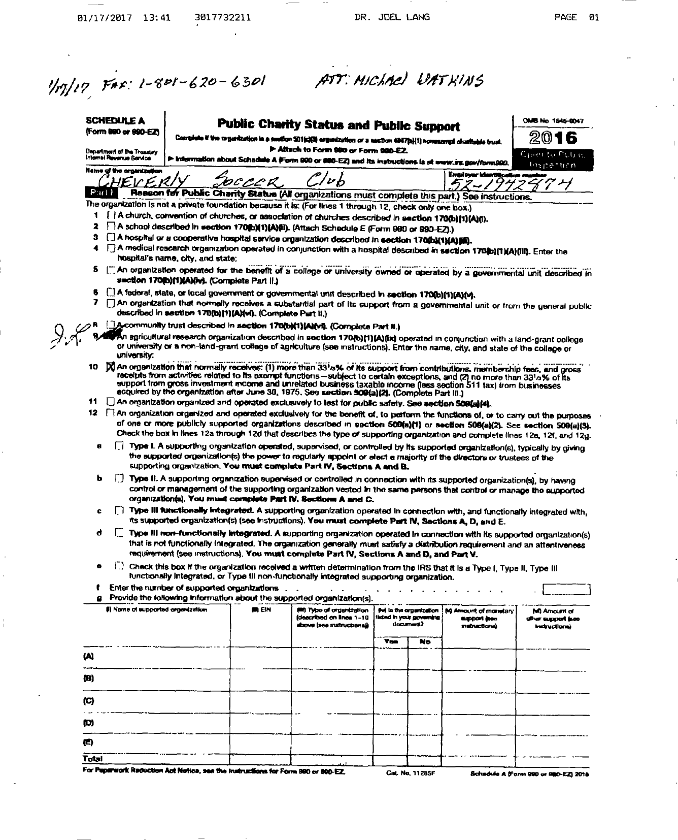 Image of first page of 2015 Form 990ER for Cheverly Soccer Club