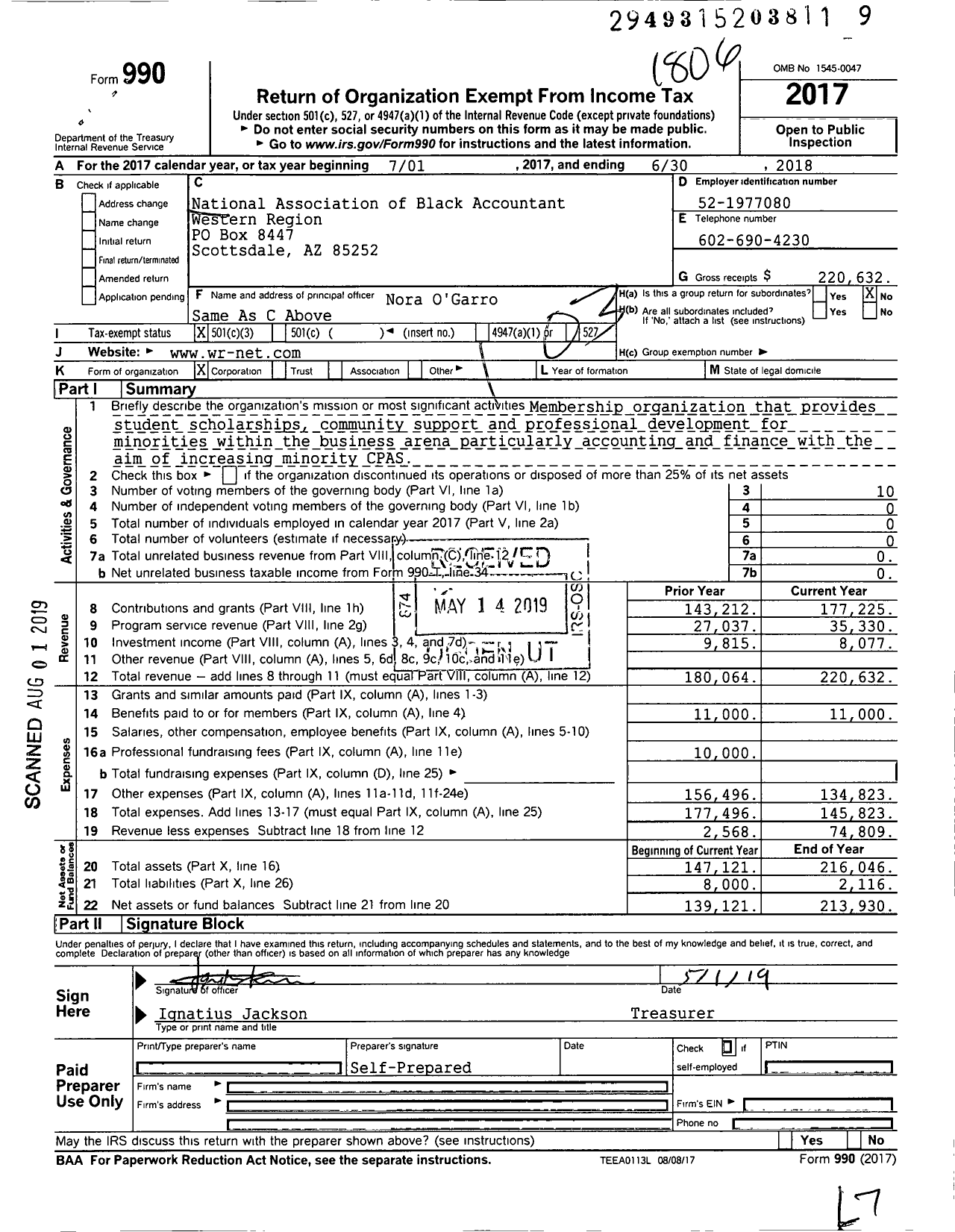 Image of first page of 2017 Form 990 for National Association of Black Accountant