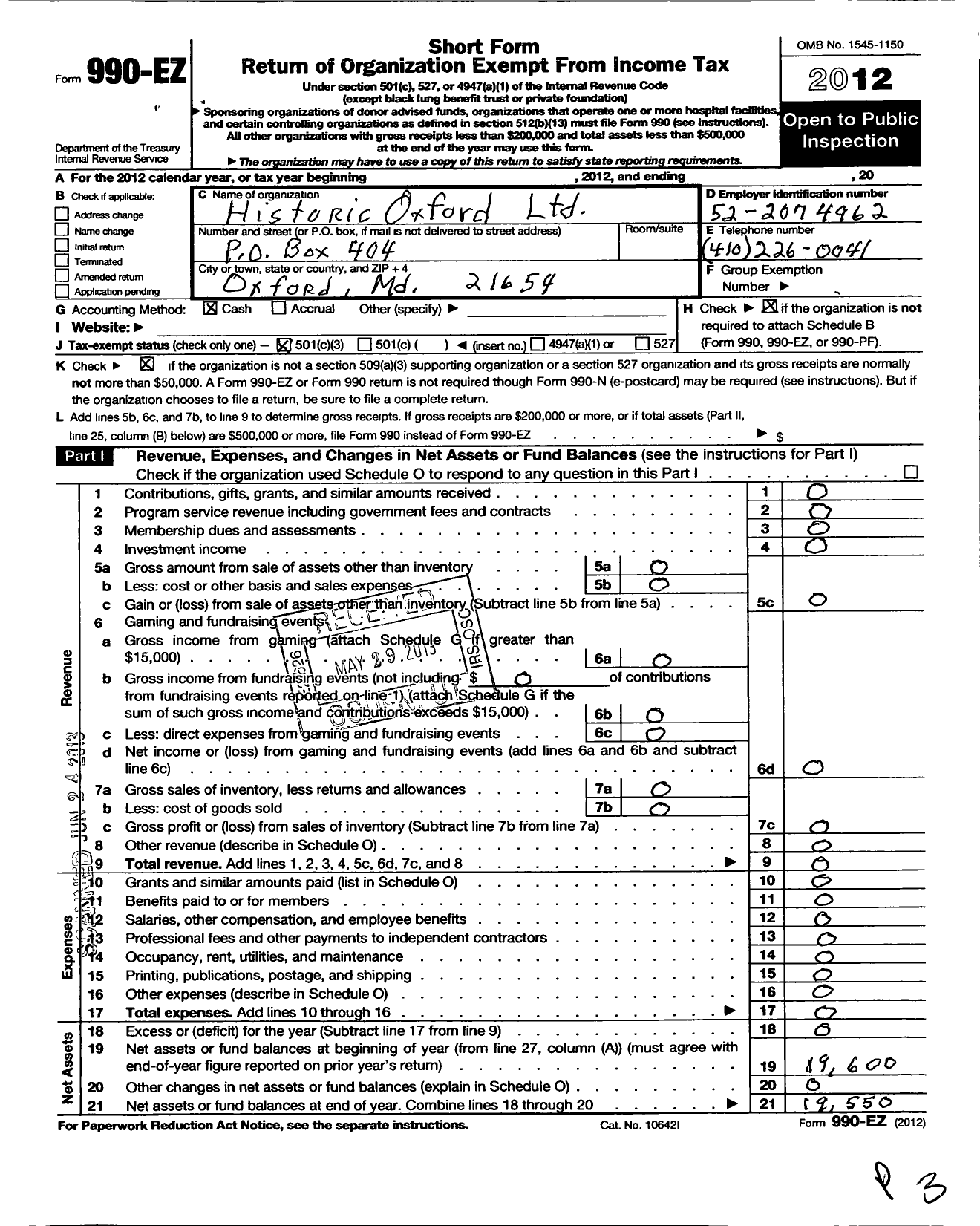 Image of first page of 2012 Form 990EZ for Mid-Shore Community Radio