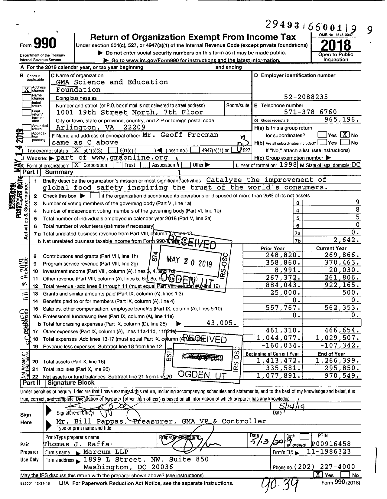 Image of first page of 2018 Form 990 for Consumer Brands Association Foundation