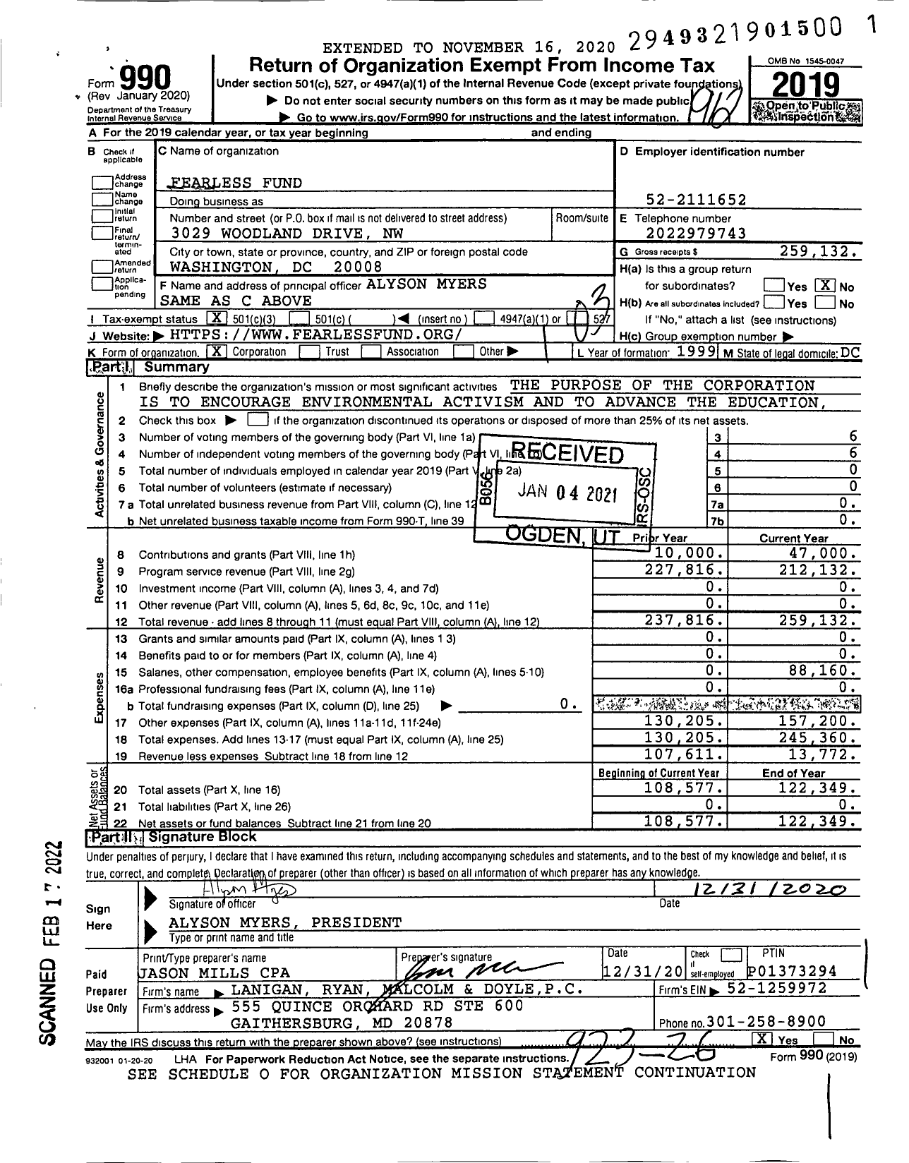 Image of first page of 2019 Form 990 for Fearless Fund