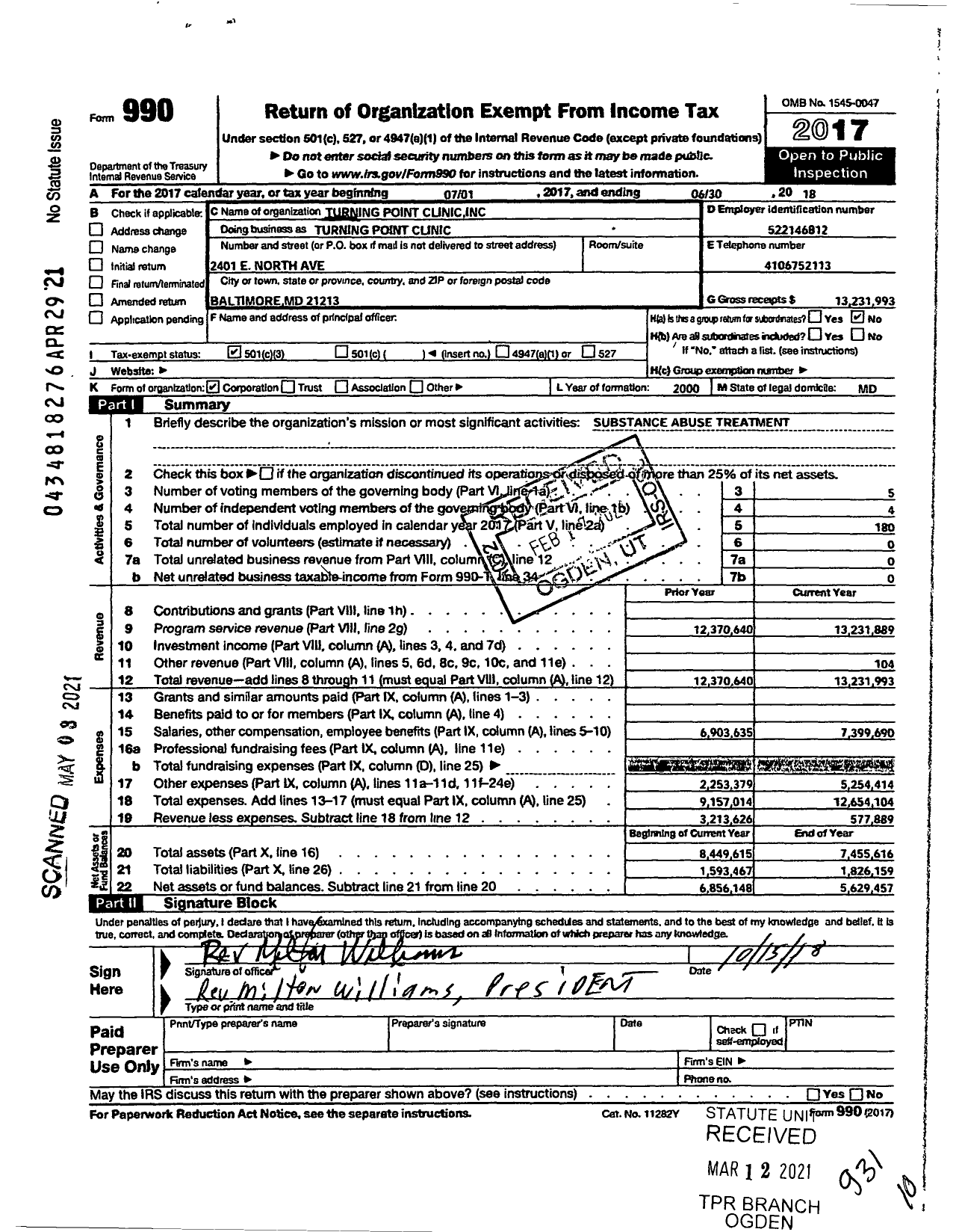 Image of first page of 2017 Form 990A for Turning Point