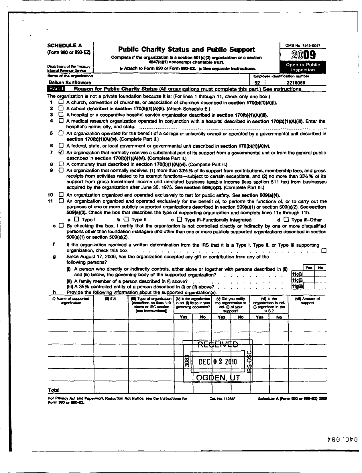 Image of first page of 2009 Form 990ER for Balkan Sunflowers USA