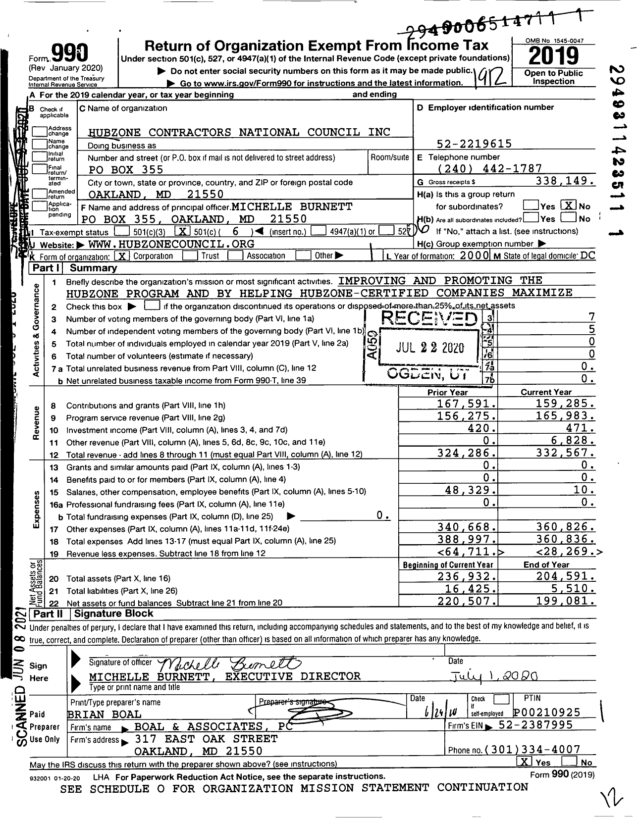 Image of first page of 2019 Form 990O for Hubzone Contractors National Council