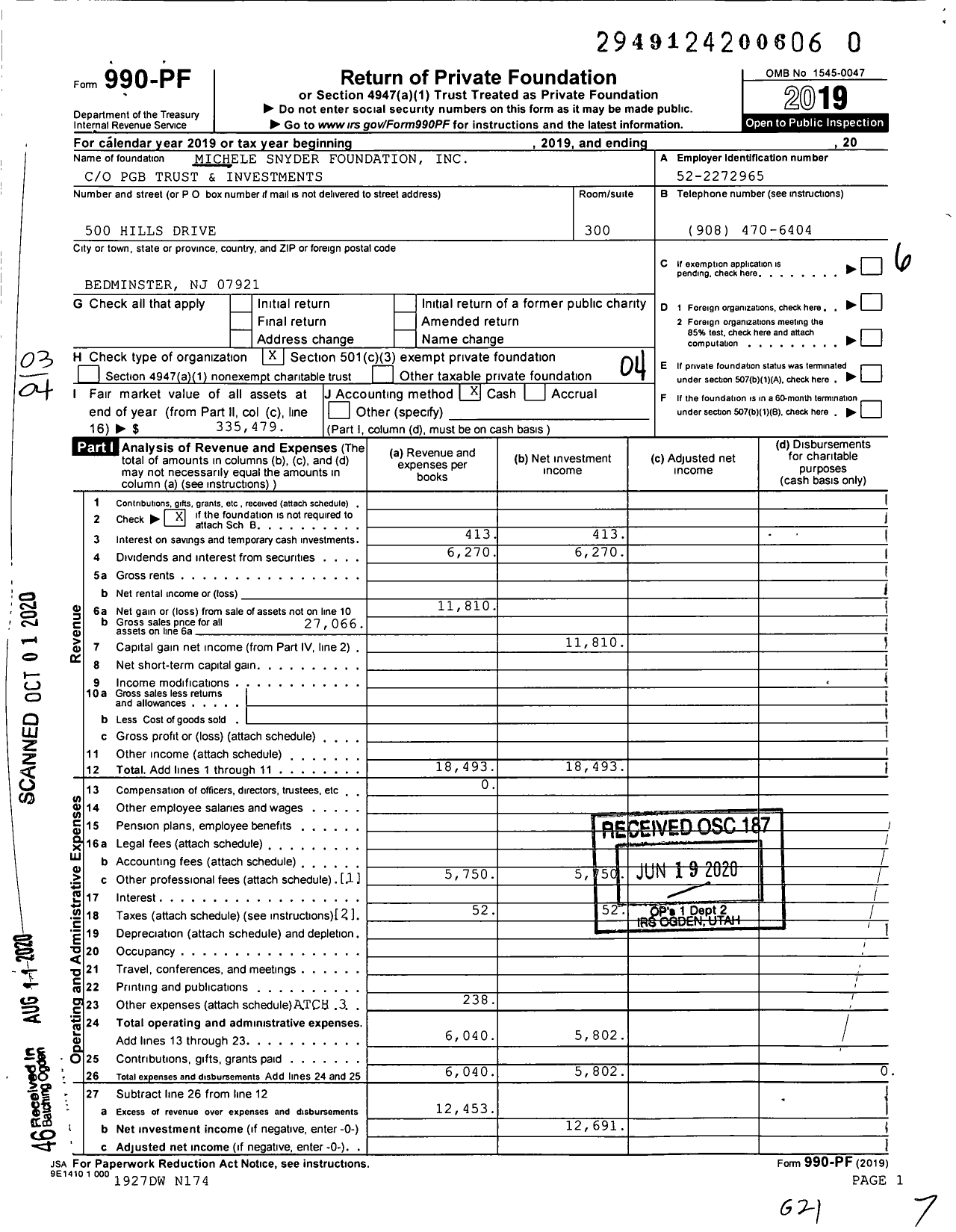 Image of first page of 2019 Form 990PR for Michele Snyder Foundation