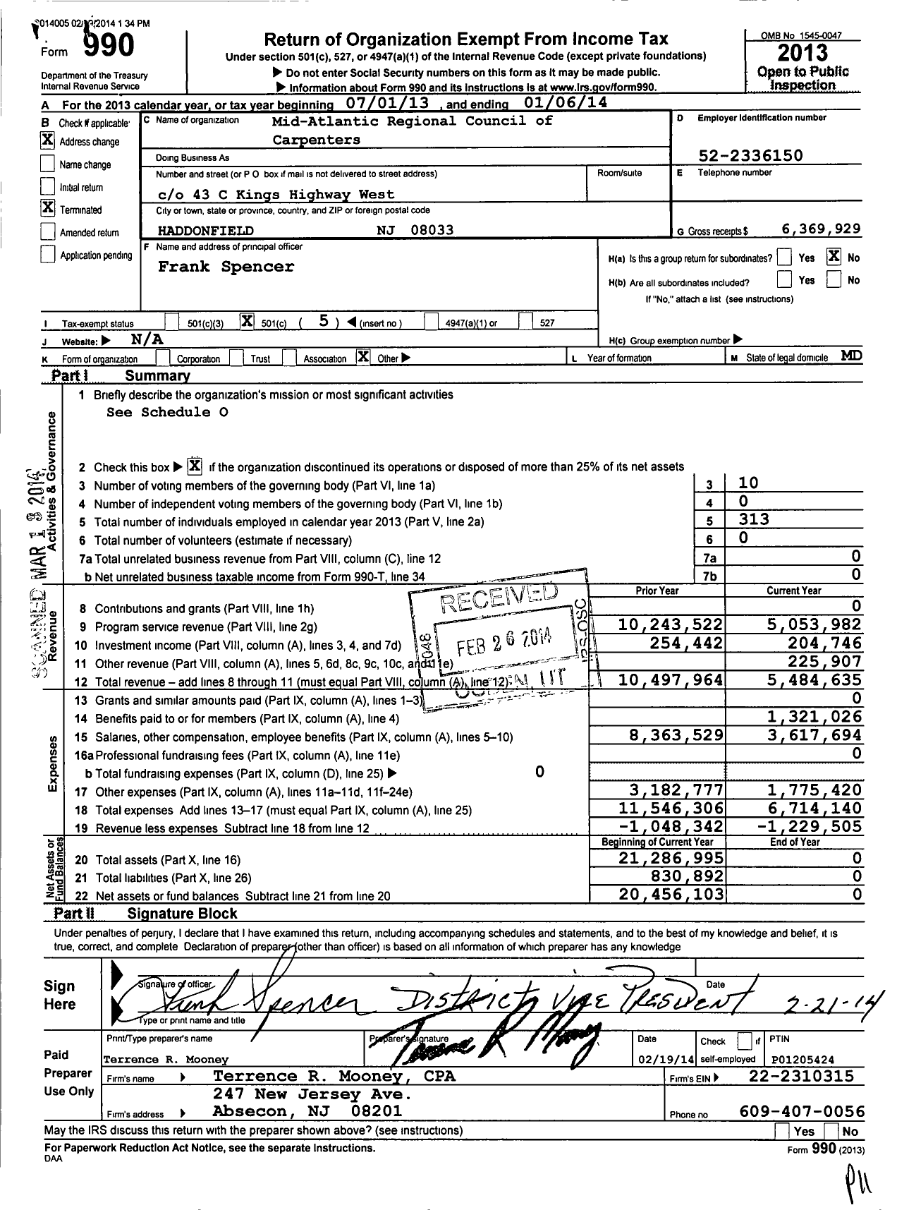 Image of first page of 2013 Form 990O for United Brotherhood of Carpenters and Joiners of America