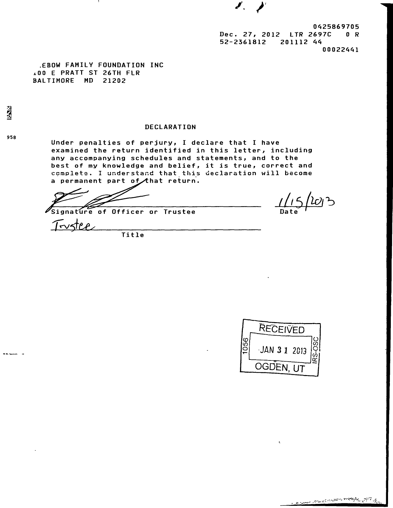 Image of first page of 2011 Form 990PR for Grebow Family Foundation