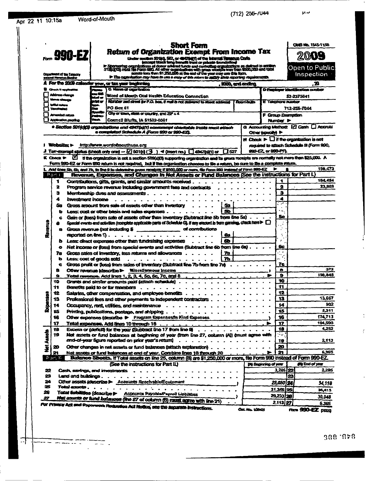 Image of first page of 2009 Form 990ER for Word-Of-Mouth