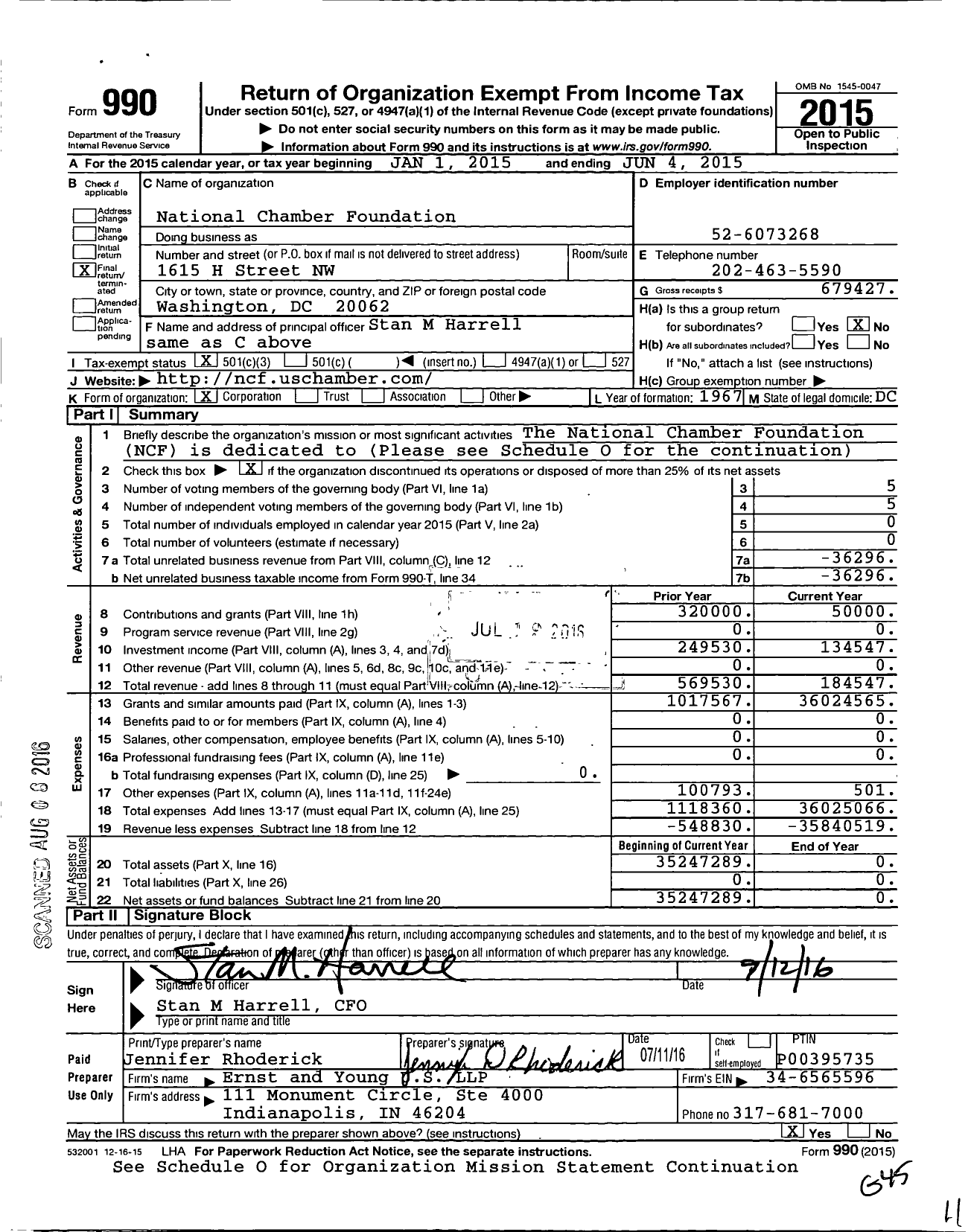 Image of first page of 2014 Form 990 for National Chamber Foundation