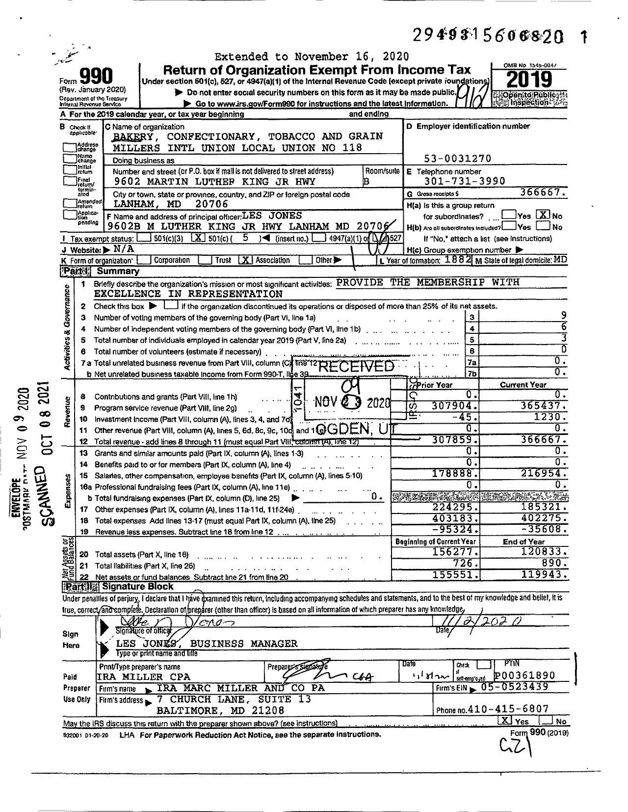 Image of first page of 2019 Form 990O for BCTGM International Union - Local 118