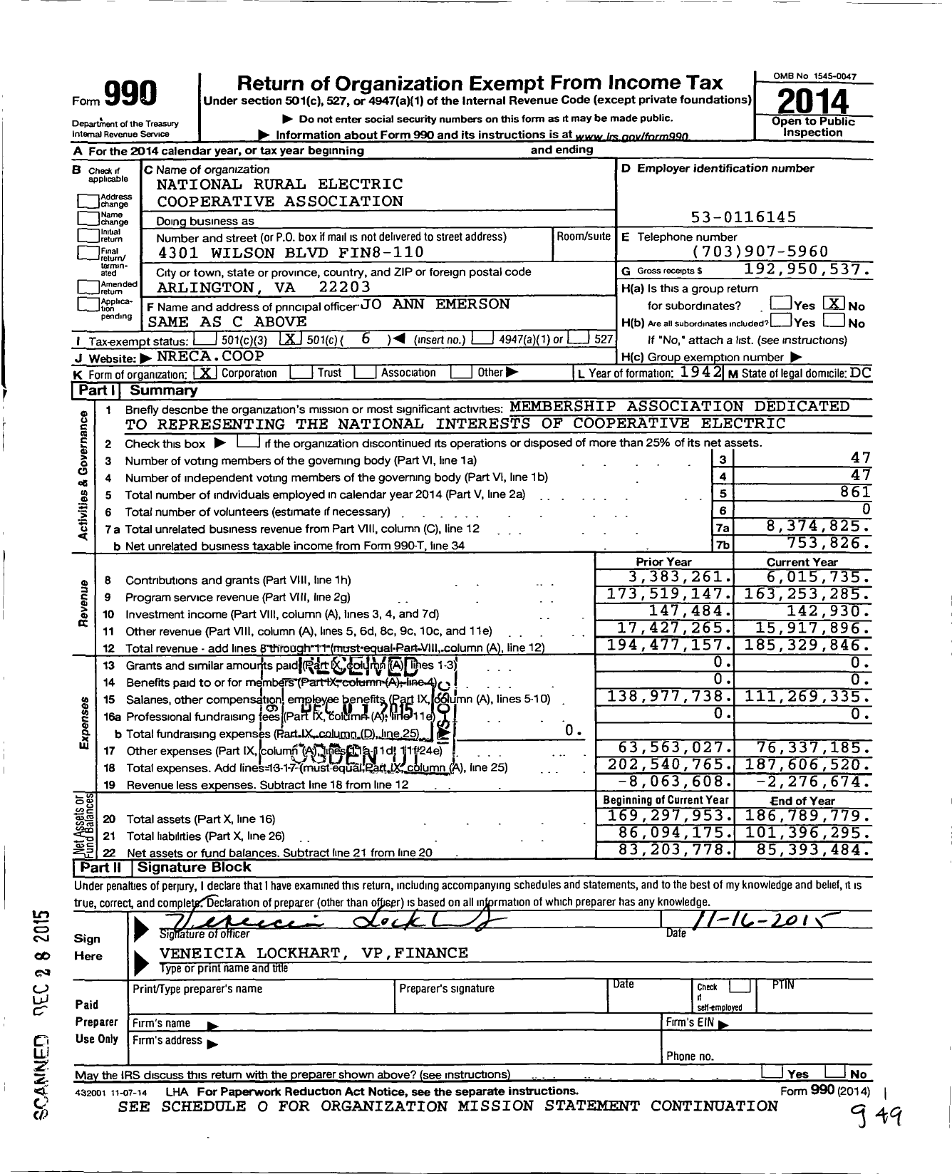 Image of first page of 2014 Form 990O for National Rural Electric Cooperative Association (NRECA)