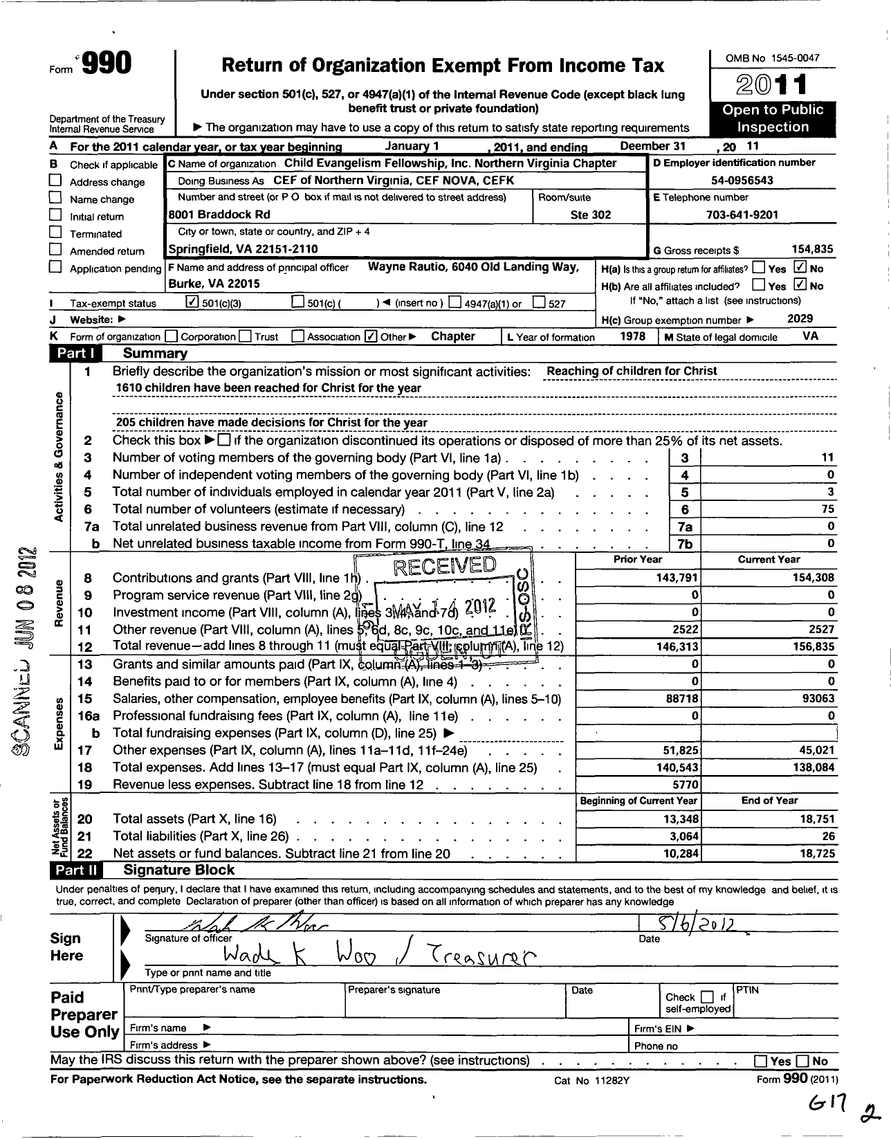 Image of first page of 2011 Form 990 for Cef of Northern Virginia Cef Nova Cefk