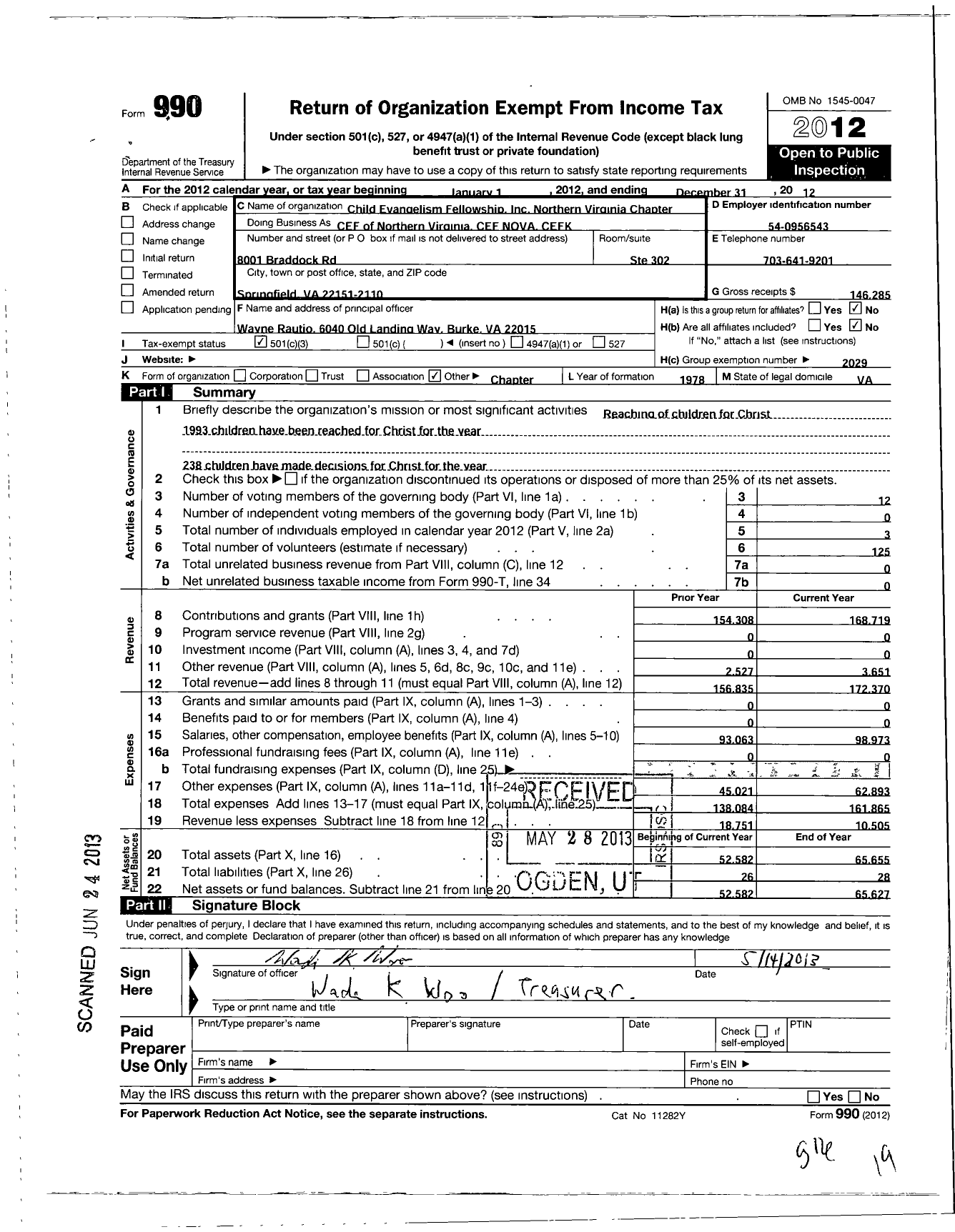 Image of first page of 2012 Form 990 for Cef of Northern Virginia Cef Nova Cefk