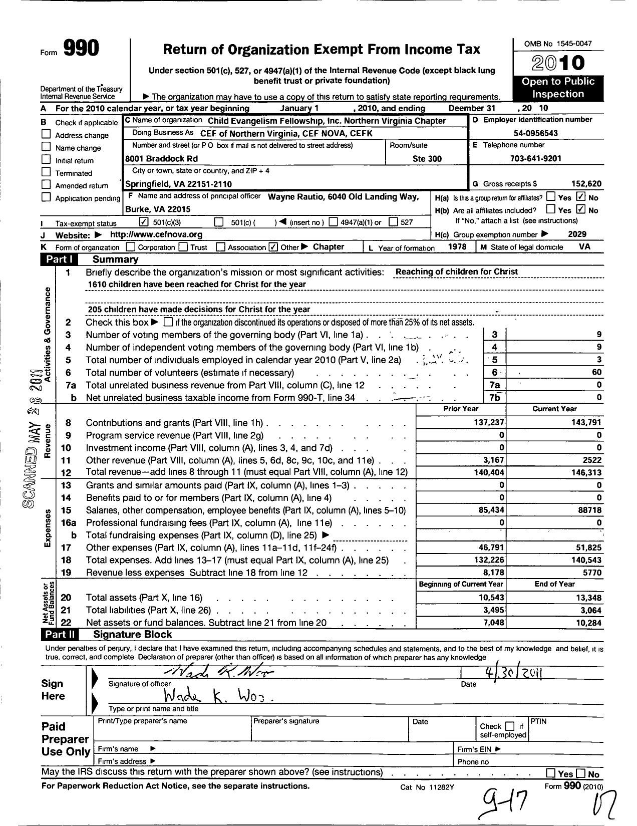Image of first page of 2010 Form 990 for Cef of Northern Virginia Cef Nova Cefk
