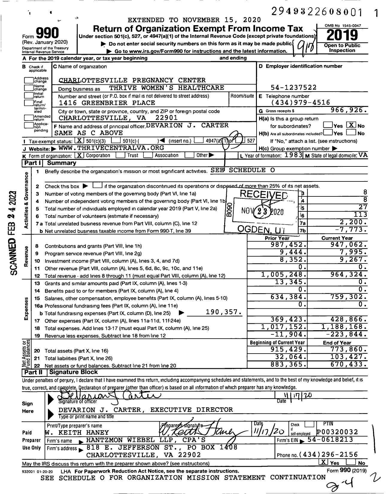 Image of first page of 2019 Form 990 for LifeSpring Pregnancy Centers