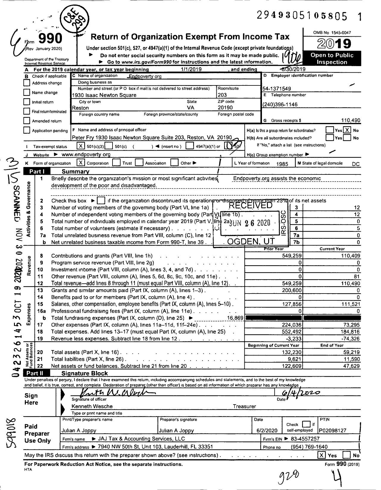 Image of first page of 2018 Form 990 for Endpovertyorg