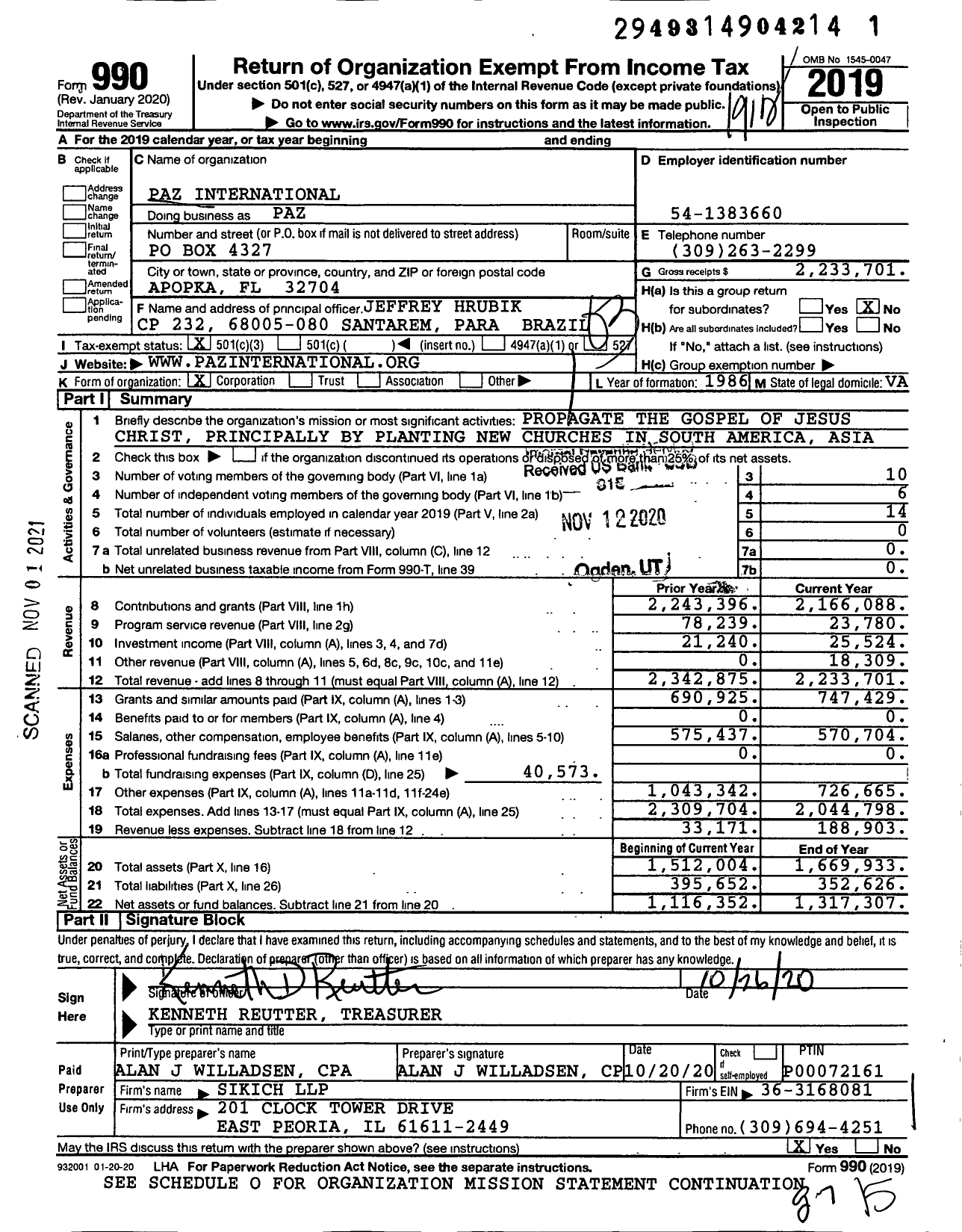 Image of first page of 2019 Form 990 for Project Amazon