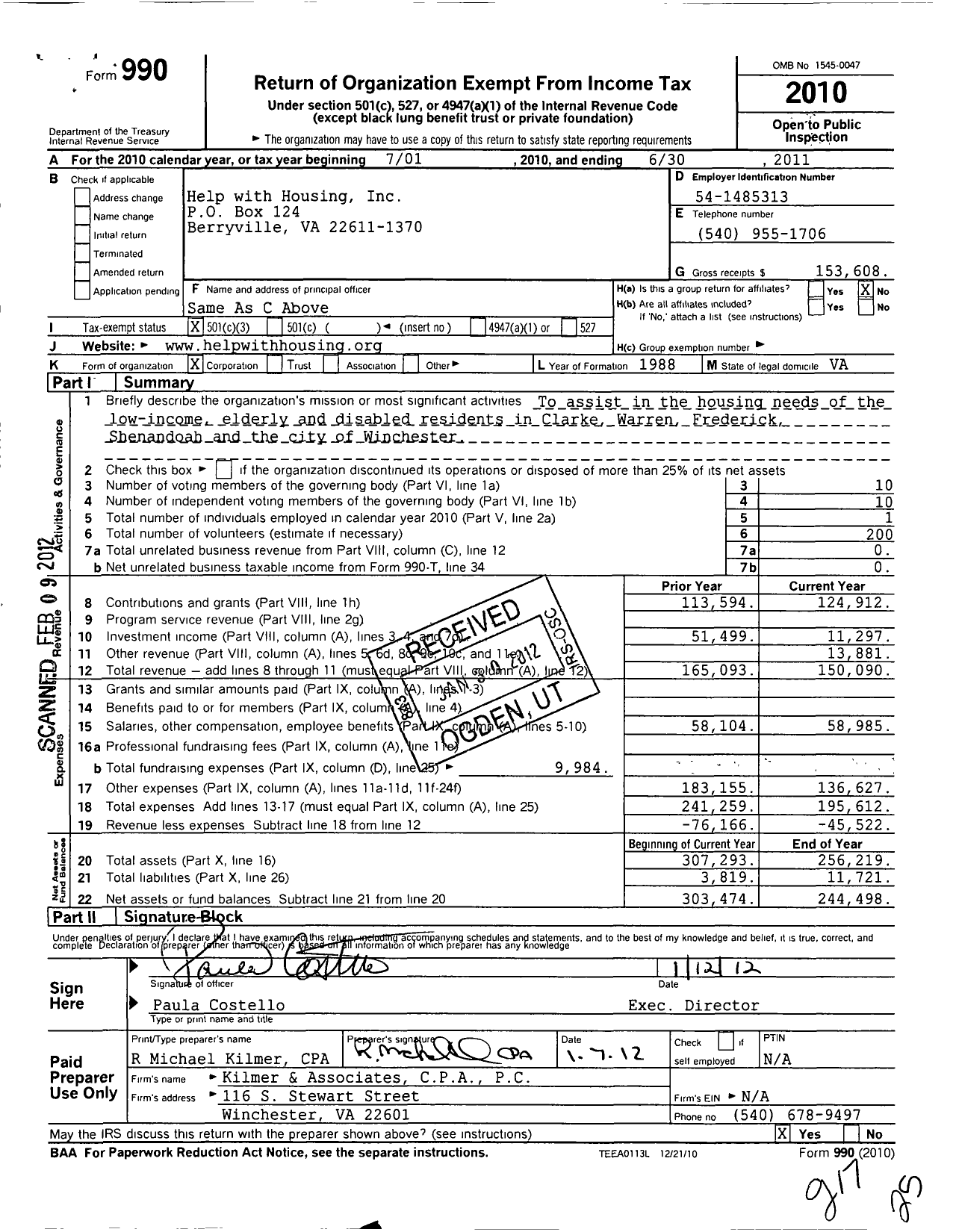 Image of first page of 2010 Form 990 for Help with Housing